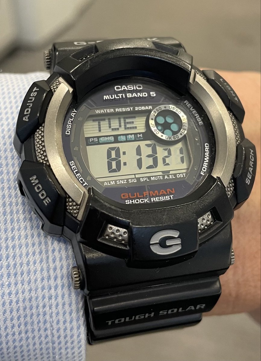 asami04282000's tweet photo. 今日も雨。相棒はGW-9100ガルフマン。今日は内勤の予定ですので、雨の影響ないですが、海Gのガルフマンとしては雨に濡れる状況でこそ本領発揮するのでは、と思ってしまいます。 https://t.co/Z3Ymh3FEfv