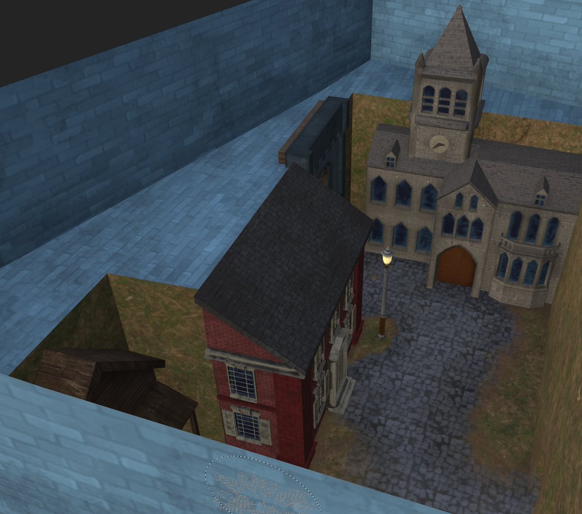 enragedterrier's tweet photo. screenshot of a new area im working on. its kinda like a midwestern small town.
#gamedev #liminal #b3d #horrorgaming https://t.co/1zTTd6U6qH