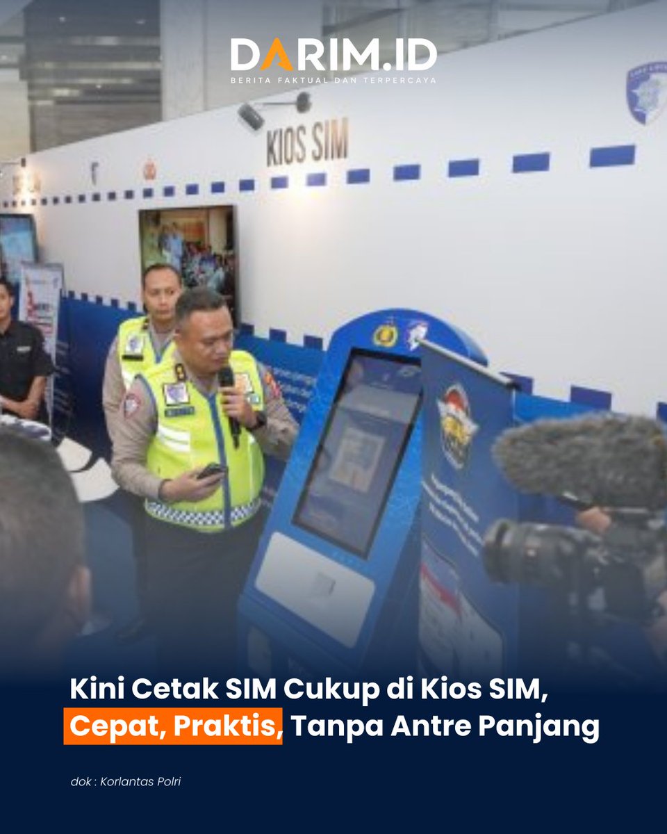 darimbdk's tweet photo. Kini Cetak SIM Cukup di Kios SIM, Cepat, Praktis, Tanpa Antre Panjang

Baca berita selengkapnya di :
https://t.co/hGQofCrVDL

Sumber : @NTMCLantasPolri 

#sim #suratijinmengemudi https://t.co/5TMvMOzjjA