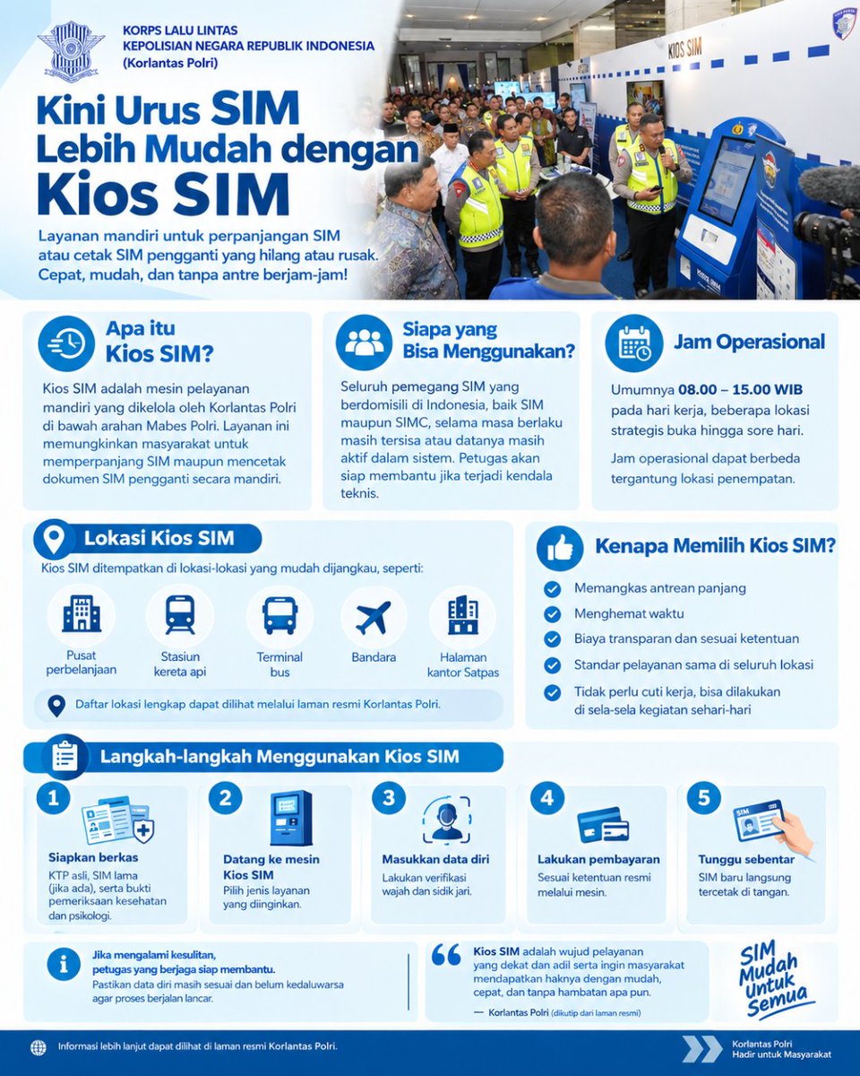 darimbdk's tweet photo. Kini Cetak SIM Cukup di Kios SIM, Cepat, Praktis, Tanpa Antre Panjang

Baca berita selengkapnya di :
https://t.co/hGQofCrVDL

Sumber : @NTMCLantasPolri 

#sim #suratijinmengemudi https://t.co/5TMvMOzjjA