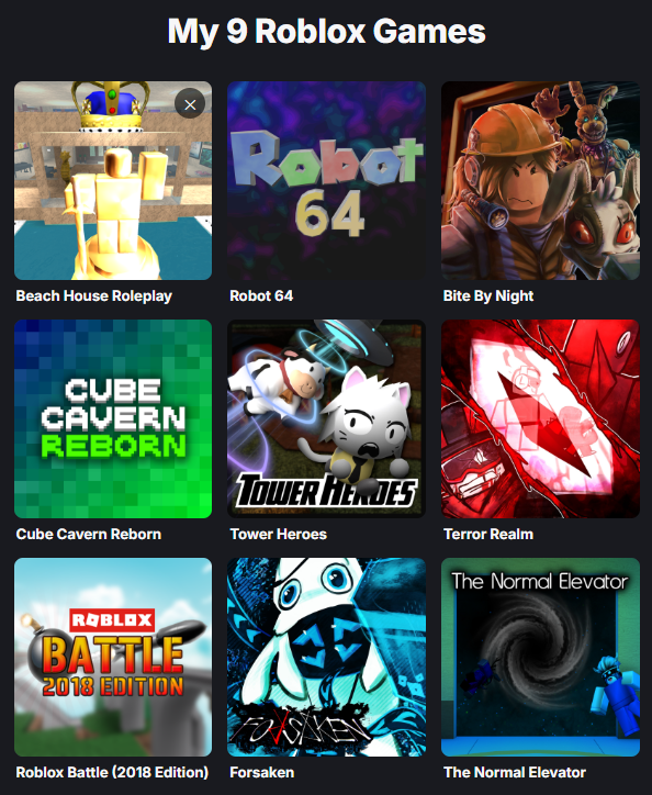 infadier's tweet photo. my 9 roblox games. i put 3 asyms. i'm so sorry. https://t.co/3GqWNLYVoL