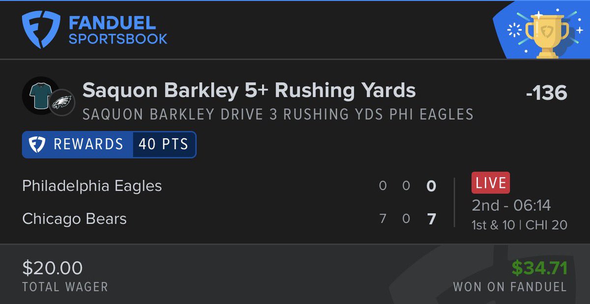 TylerAshe24's tweet photo. Special thank you to @saquon 

Join @ThePrimoBets Discord for live plays! 

#FanDuel #MNF #Gambling𝕏 https://t.co/A5lBMD0a6k