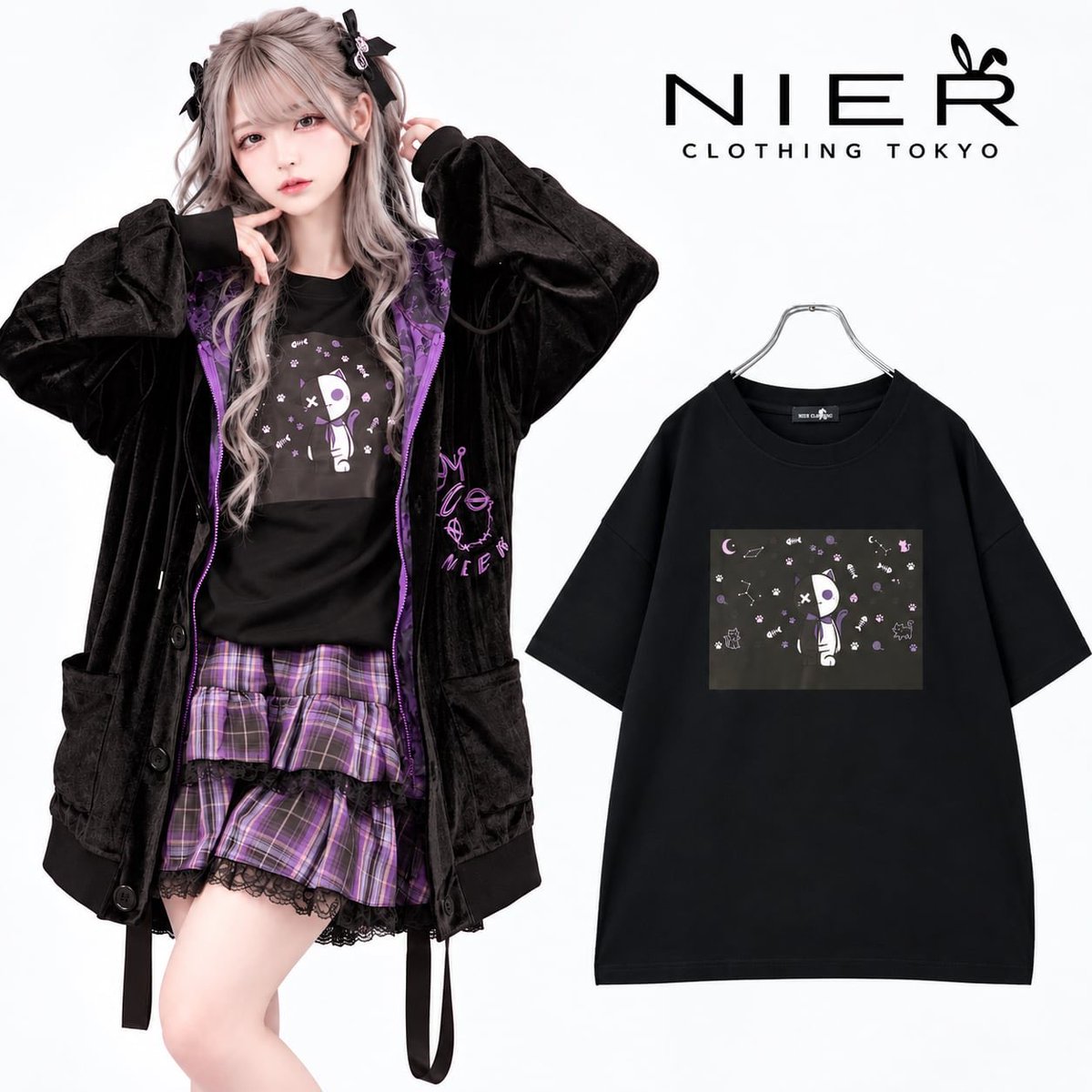 NieR_tokyo's tweet photo. 🎁MEGA PRESENT🎁

TWO-TONE GOTHIC CAT 
COTTON100% BIG TEE

先着77点限定大特価💥💥999円(税込)💥💥

着心地抜群COTTON100%のゆるかわ
BIG Tシャツになります✨

是非お早めにチェックしてみてください🐰
https://t.co/xVZH6r1qUN https://t.co/JaWNp1xEAg