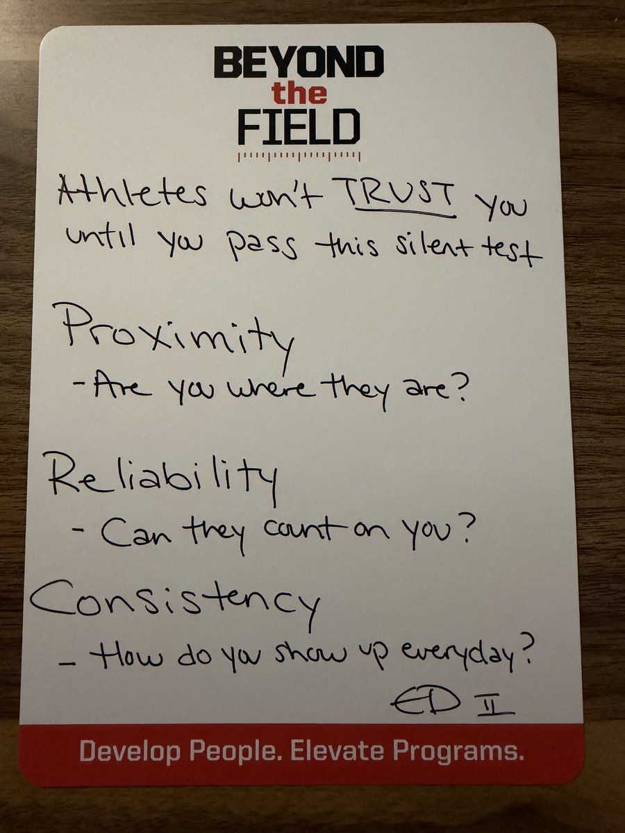 Ed_Jones2's tweet photo. Athlete trust is built in the small moments.

Are you present where they are?
Can they count on you?
Do you show up consistently?

Players notice. Make sure your actions give them a reason to trust you.

#PlayerDevelopment https://t.co/etPjg3CIJq