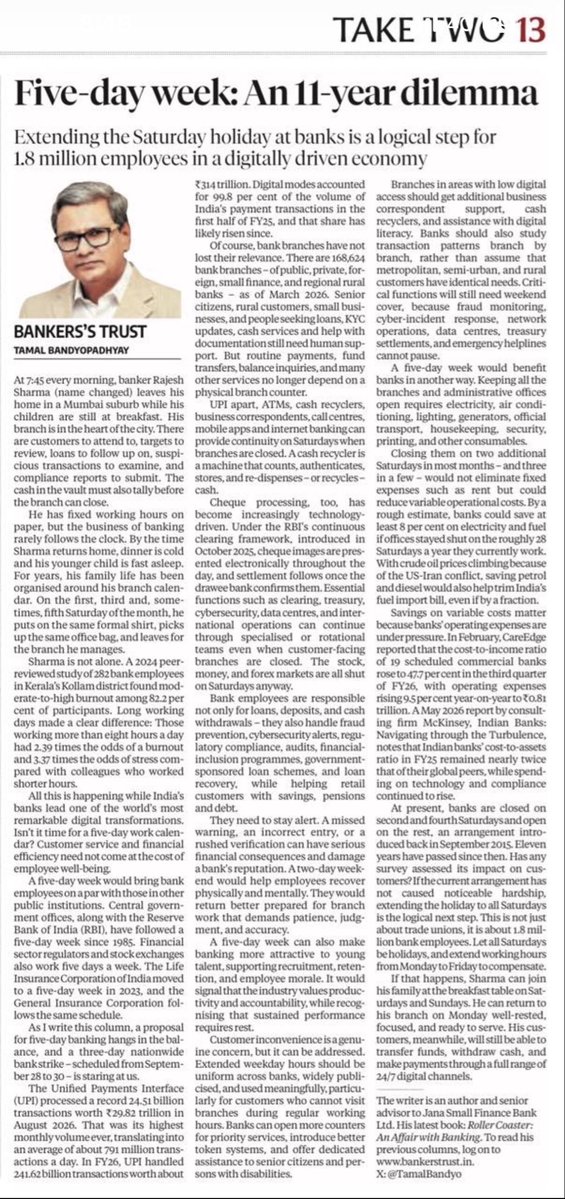 AOUCBWB's tweet photo. At this juncture, when a senior fin. advisor is advocating for #5DayBanking,sadly UFBU leaders (read DALALS)have compromised with dreams and future of lakh of bankers. Now we have to take our future in our own hand, not to the whims of some “DALALS.”
@rupamsmail @ChVenkatachalam https://t.co/df00lD9wu5