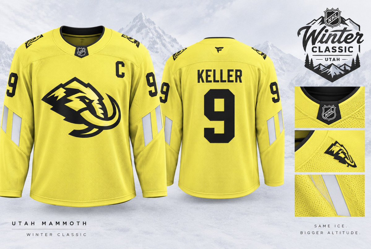 brianbolnick's tweet photo. Breaking: Utah Mammoth reveal 2026 Winter Classic sweater for the Rocky Mountain showdown against the Colorado Avalanche https://t.co/egK277apdi