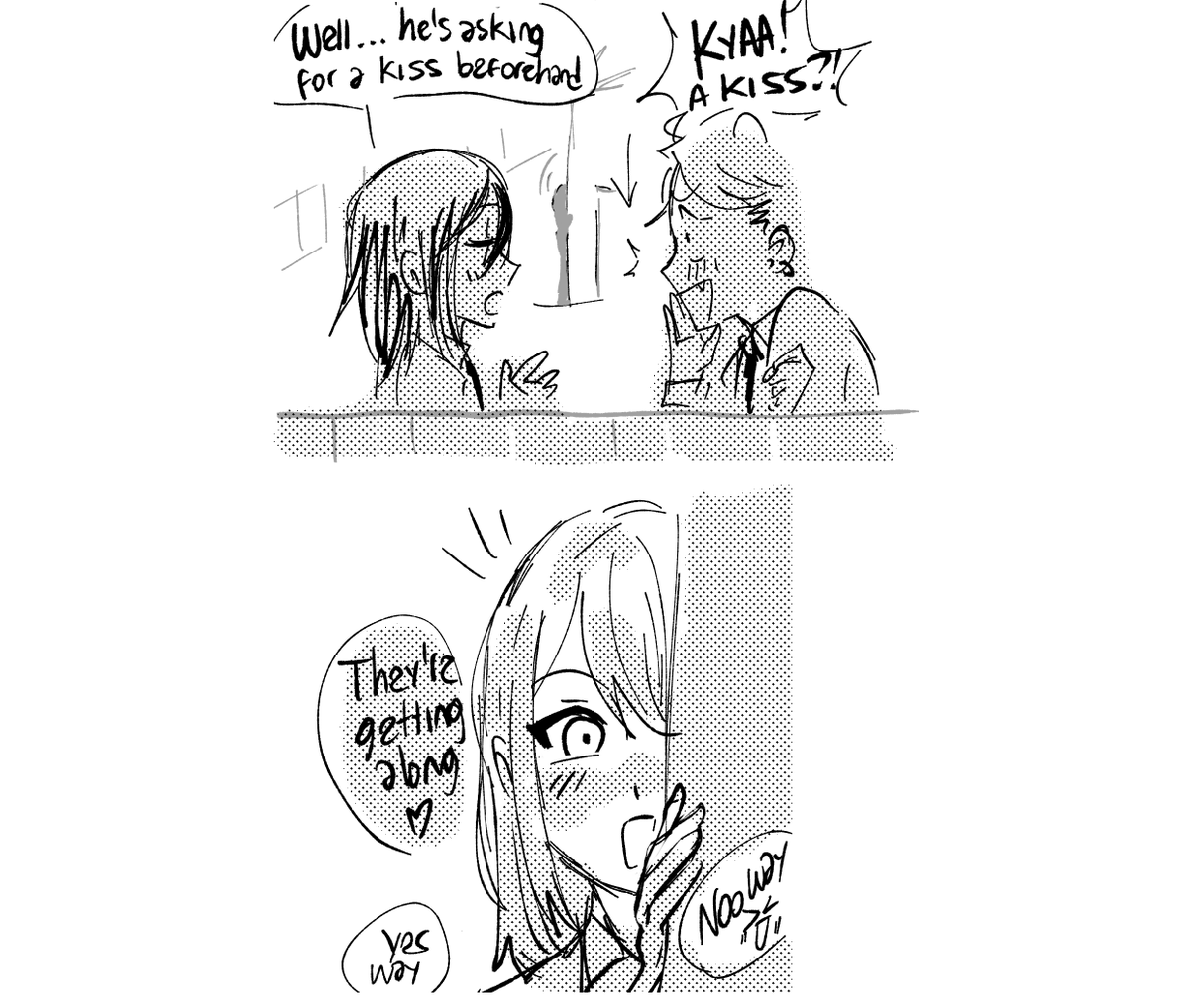 NeqoChwan's tweet photo. What if Naru got involved with Negi bc of her abilities to talk with "that person".... toxic and doomed yuri, also add anzu there too.

#enstars another one for emi chan thank u https://t.co/i8CRYBcCbd