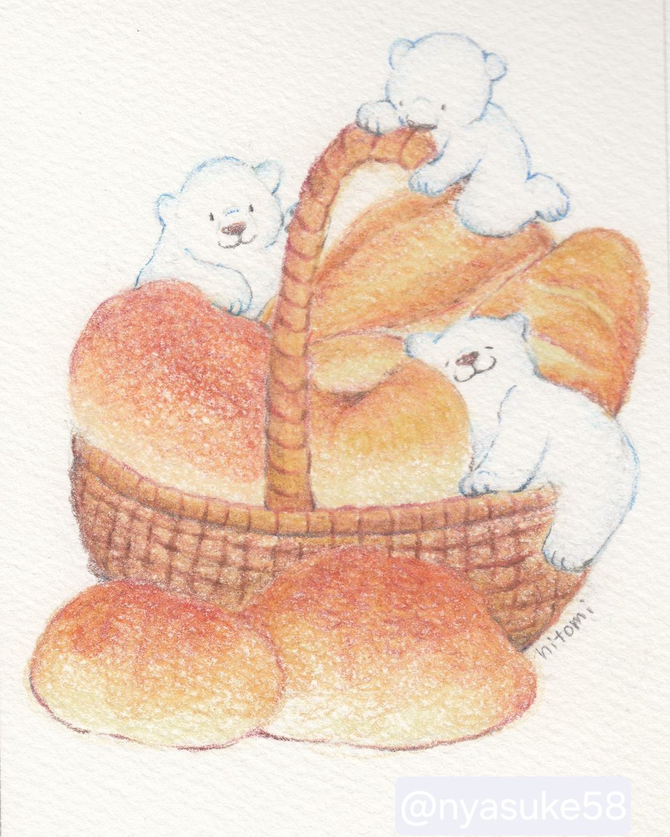 nyasuke58's tweet photo. 焼きたてほっこり　いいにおい🍞

#アナログ　#色鉛筆　#イラスト https://t.co/iknrKtEcZC
