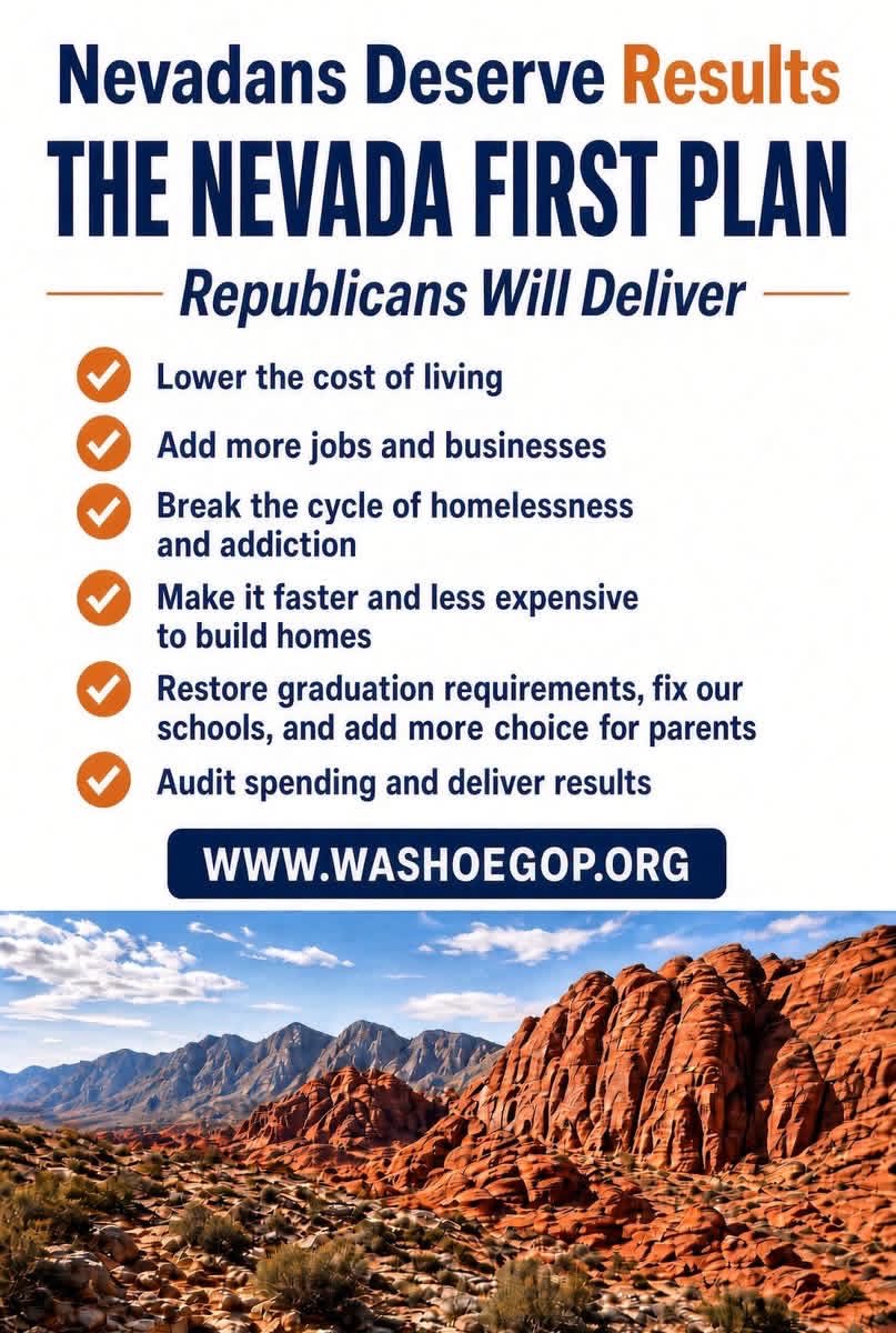 RealWashoeGOP's tweet photo. The Nevada First Plan is our commitment to deliver.

#workingforyou #nevada #affordability #nevadafirst #republicans https://t.co/ozDM3SUVng