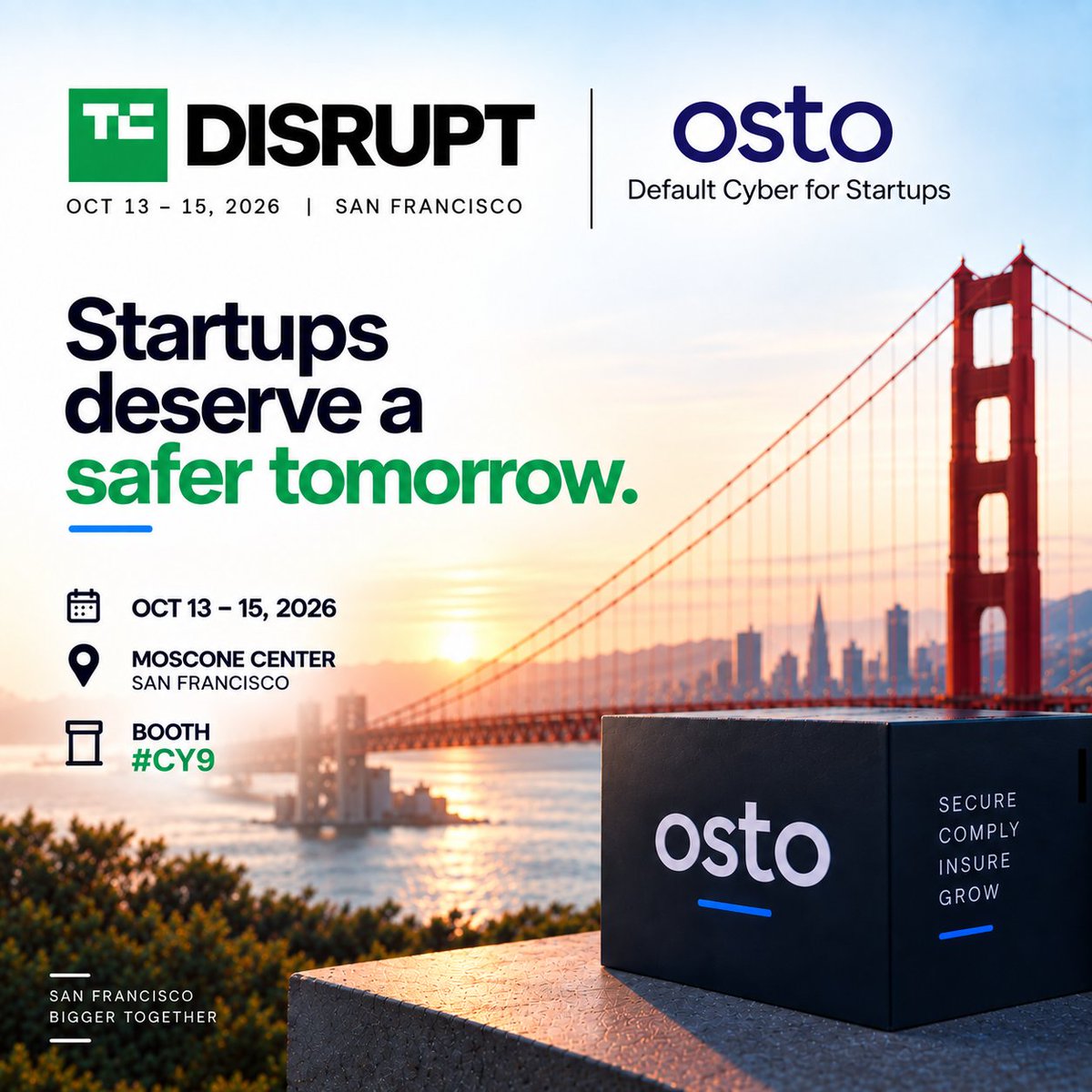 ostocybersec's tweet photo. Going to TechCrunch Disrupt?
So are we.
Come find Osto at Booth #CY9 
📍 Moscone Center, SF
Oct 13–15 https://t.co/Fmzg0TlbTf