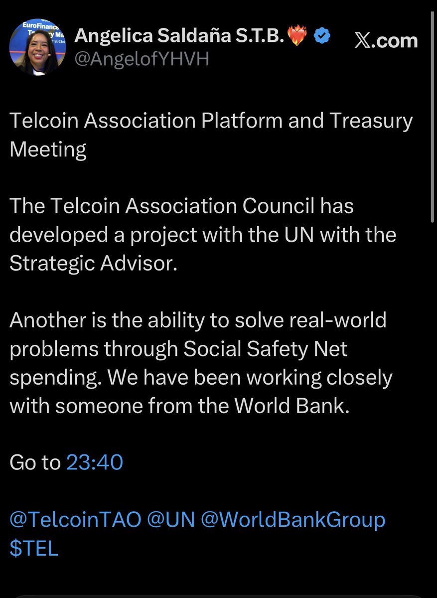 AngelofYHVH's tweet photo. Don’t forget this base:0x09be1692ca16e06f536f0038ff11d1da8524adb1 Fam

Telcoin Association Platform and Treasury Meeting

The Telcoin Association Council has developed a project with the UN with the Strategic Advisor.

Another is the ability to solve real-world problems through Social Safety Net spending. We have been working closely with someone from the World Bank.

@LordVXrp