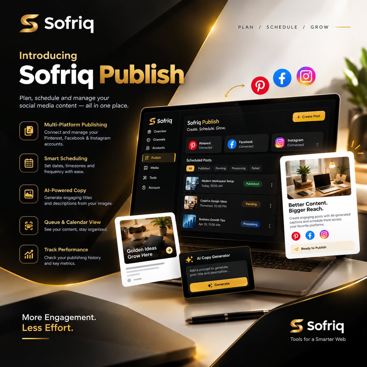 sofriq's tweet photo. 🚀 Introducing Sofriq Publish — Your Social Media, Simplified!
Managing social media content across multiple platforms just got easier. ✨

Start for Free:
https://t.co/Dgm1Mfj0UZ https://t.co/pVhZpLWfhT