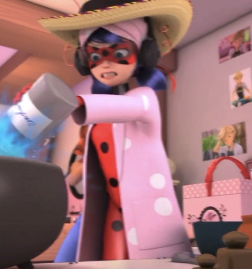 Mayurasfeathers's tweet photo. One of the funniest things in miraculous is the way Marinette caused several explosions in her room and her parents never went up to check but once they found out she’s ladybug even a small creaking noise they will go check on her https://t.co/Qh2g1HcOih