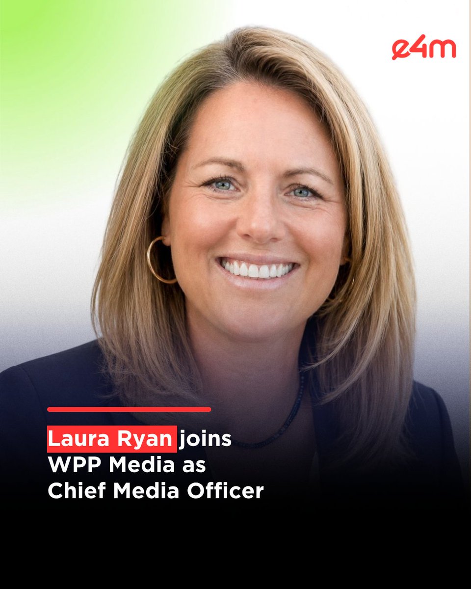 e4mtweets's tweet photo. Laura Ryan joins WPP Media as Chief Media Officer.
She joins WPP Media from IPG, where she served as Global CEO of Orion Worldwide.

Read the full story: https://t.co/dX581VQr49

@wppmedia 

#e4m #LauraRyan #WPPMedia #LeadershipMove #MediaIndustry #MediaLeadership https://t.co/BcAHwucdh0