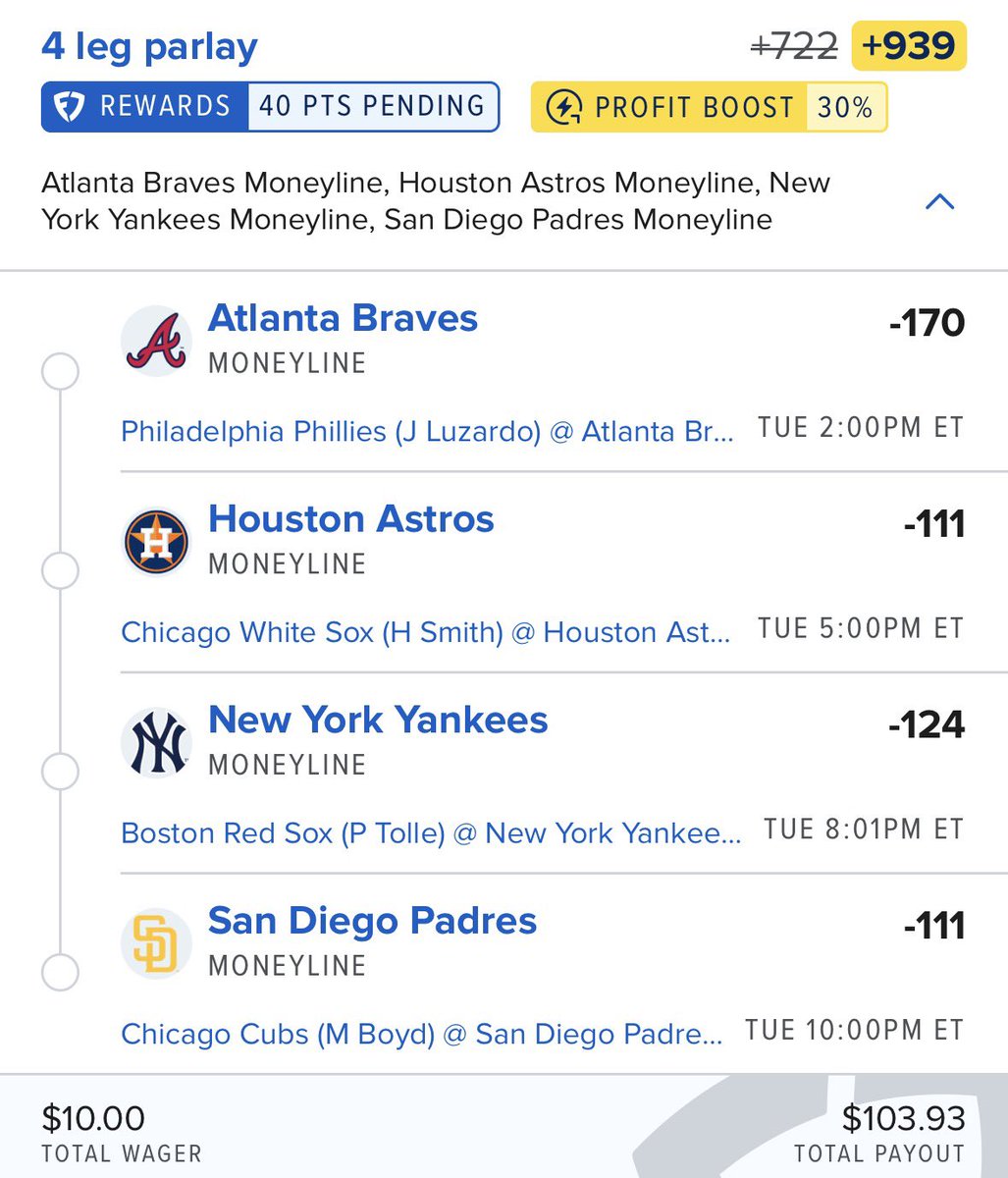 ParlaysProdigy's tweet photo. MLB Tuesday

4 Legs ⚾️ 

Playoff baseball is HERE. https://t.co/QCDGn8iQwb