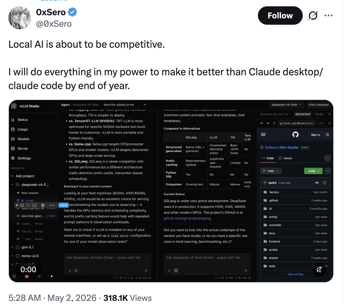 atiqrahmanx's tweet photo. @0xSero What happened to your project, dude? https://t.co/KpaYtnU42F