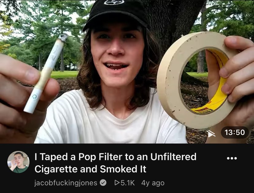 jacobfuknjones's tweet photo. Can confirm that scotch tape works. You can even tape a filter onto an unfiltered cigarette, if so desired. https://t.co/FKV2i9rZ6E