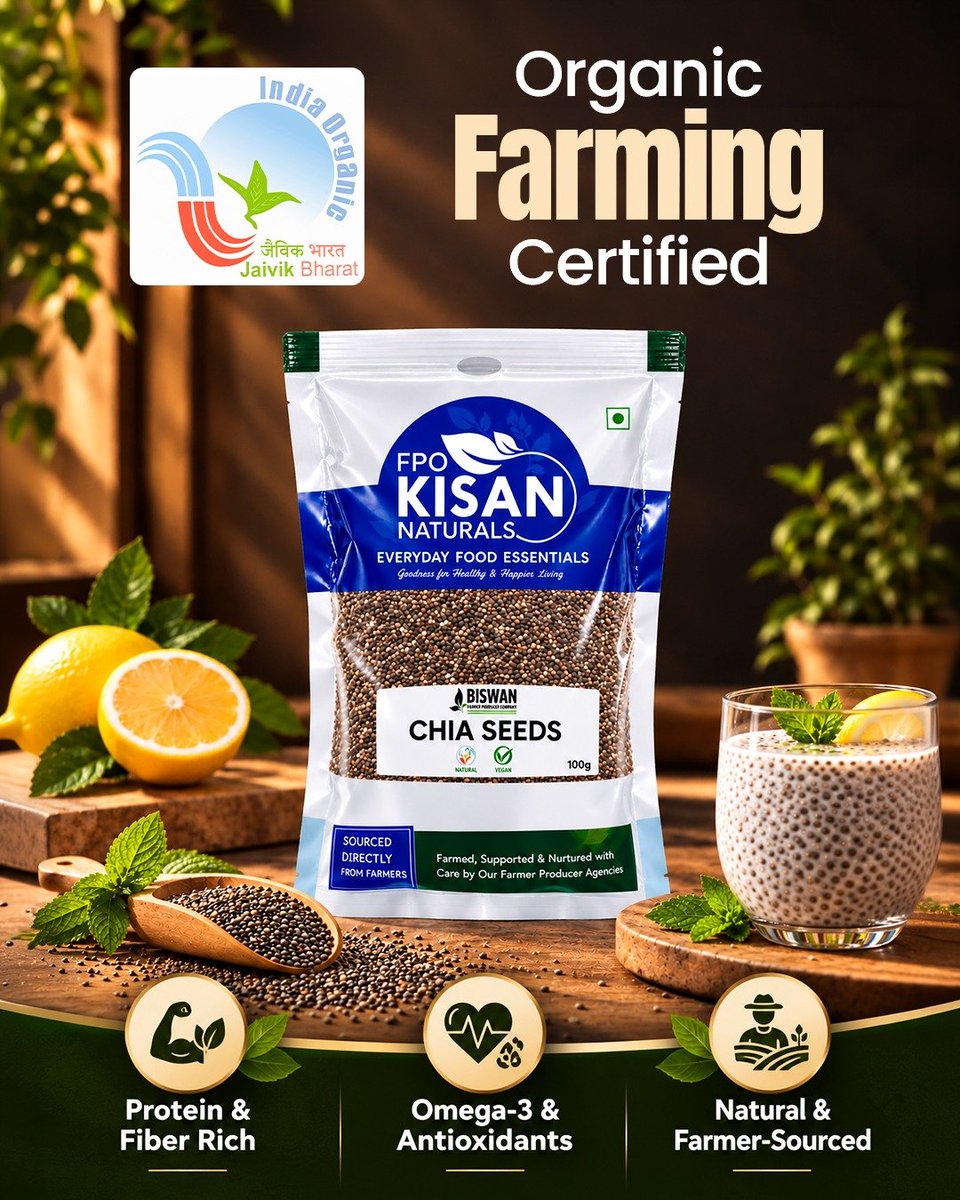AgriGoI's tweet photo. Go Organic 🌿

Biswan Annadata Agro Producer Co Ltd.,#Sitapur #UttarPradesh #FPO with 848 farmer members, cultivates chia seed practicing organic farming. 
Organic farming doesn’t use chemical fertilizers, so agro produce has wholesome goodness & taste.
@NITIAayog

FPO Contact: Sh.Yatendra 8750810117

 Click to buy from the FPO:
https://t.co/Af3WjM743i

#OrganicFarming #ChemicalFree #FarmerIncome