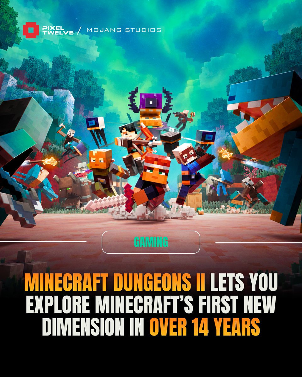 pixeltwelve's tweet photo. After more than 14 years, Minecraft is adding a fourth dimension called the Sift, with players getting their first chance to explore it in Minecraft Dungeons II before its Java and Bedrock debut in 2027.

https://t.co/gdB7KQkSHI https://t.co/vrEGZ9xQQf