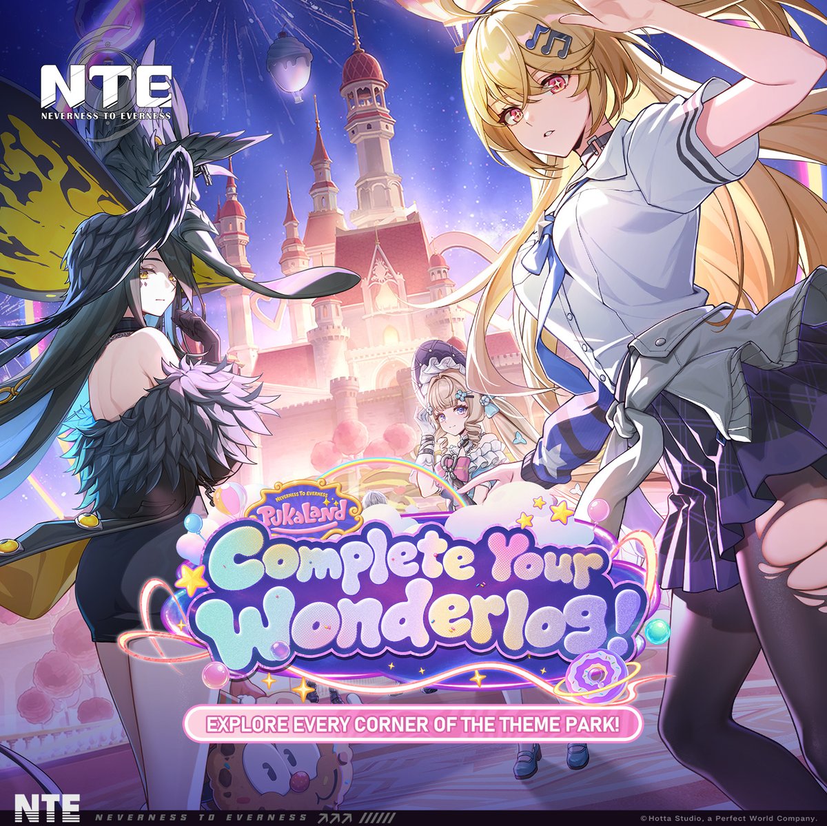 NTE_GL's tweet photo. 🎡 Complete Your Wonderlog! 🎡

Before you head into the park, grab your welcome gift!
Everyone gets one ✔️

[WONDERLOGGIFT]
Redeem Code Rewards: Annulith ×30, Senior Hunter Guide ×3, Fons ×20,000
*Code expires October 21, 2026, 5:59:59 (UTC+8). Claim your rewards before then!

Explore every corner of the theme park and complete your Wonderlog!
Share a screenshot of your Wonderlog in the comments to enter this event!

We'll randomly select 100 lucky Appraisers to win rewards! 🎁

Event Rewards (random draw): Annulith ×50 + Fons ×10,000
Event Duration: September 30 – October 7, 2026, ​​23:59​ (UTC+8)
Event Rules: https://t.co/wIBbx9cQT4

#NTE #NevernesstoEverness #Wonderlog