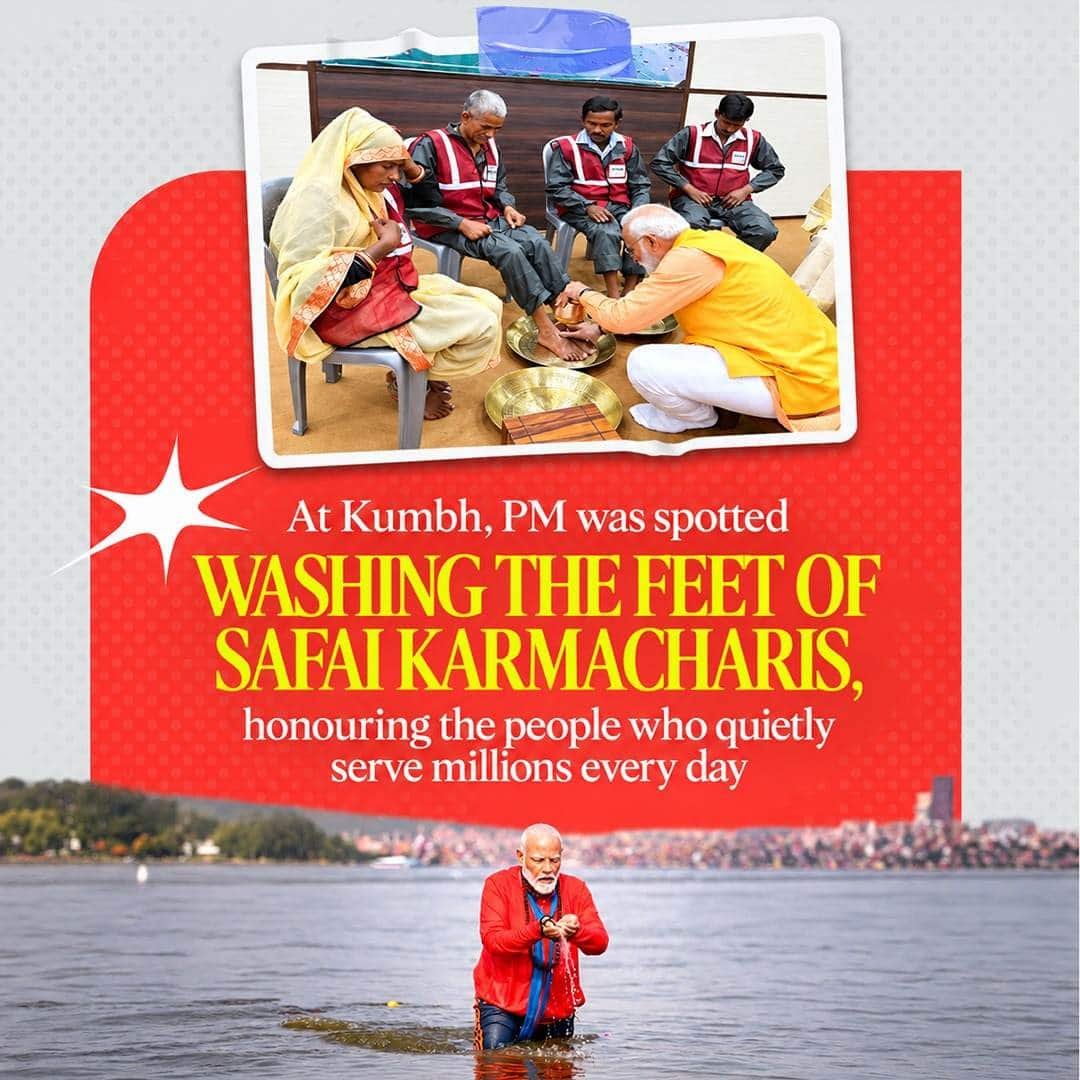 Abhishe40912002's tweet photo. #HappyBdayPMModi
140 crore members part of PM Modi's family: Washed feet of Safai Karamcharis at Kumbh Mela
via Namo App https://t.co/BOlLXtYYM5