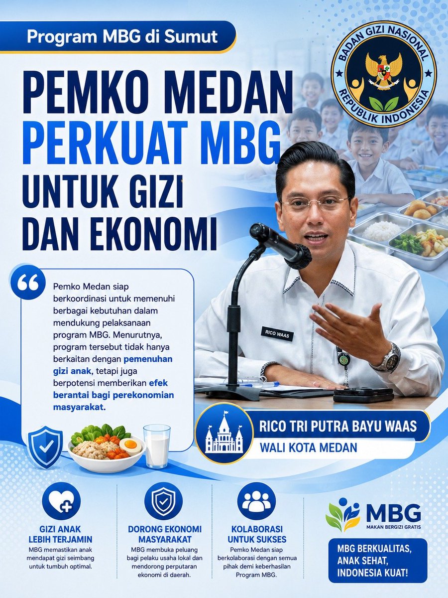 BakimanPradip's tweet photo. Dukung Program MBG!  Pemprov Sumut di bawah kepemimpinan Wakil Gubernur Surya siap berkolaborasi dan berkoordinasi dengan seluruh pemangku kepentingan.  Kami pastikan pelaksanaan Program MBG di Sumatera Utara berjalan sesuai ketentuan, penuh sinergi, dan memberi manfaat nyata https://t.co/f2lvPzTAjO