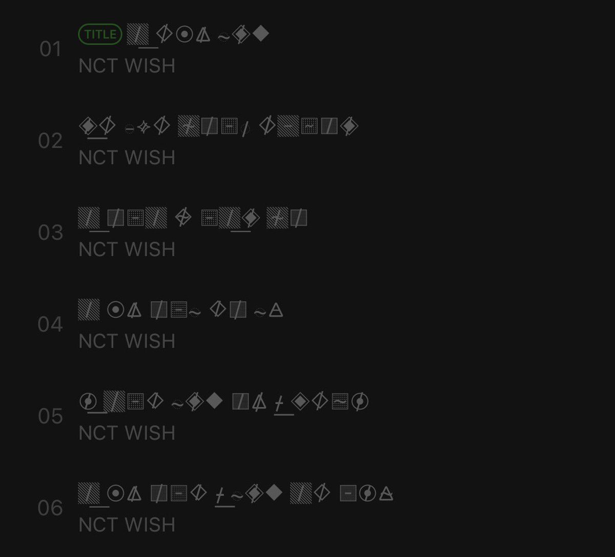 rikujjang's tweet photo. I SPY album description &amp; tracklist are also out on melon but they're all hidden behind codes like this 😭 this is so cool?? https://t.co/w2pAayjiQv