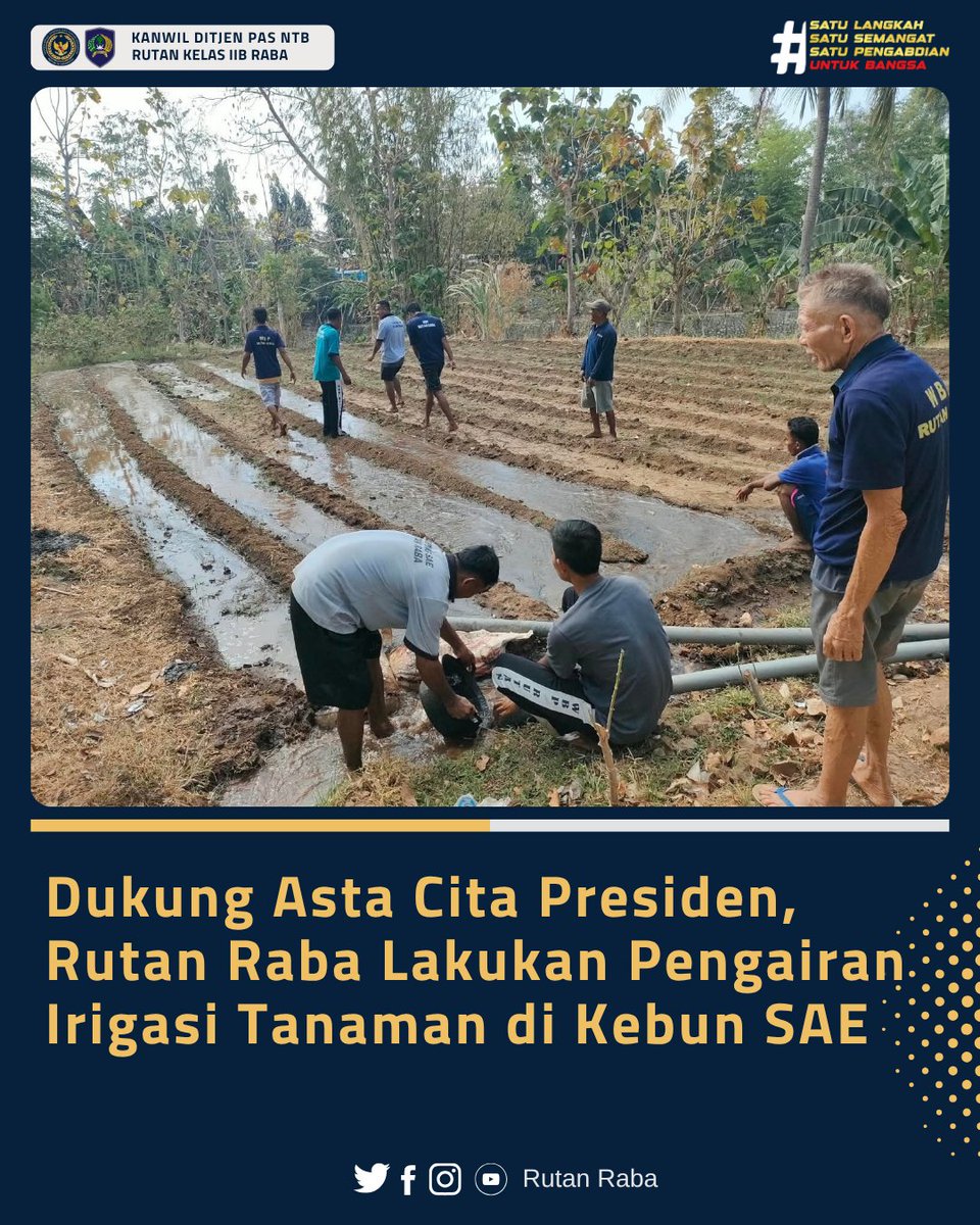 RutanRaba's tweet photo. Dukung Asta Cita Presiden, Rutan Raba Lakukan Pengairan Irigasi Tanaman di Kebun SAE

#Kemenimipas #AgusAndrianto #DitjenPAS GunGunGunawan #KetutAkbarHerryAchjar #DitjenPASNTB RBKunwas https://t.co/aVZ2wMWRnD