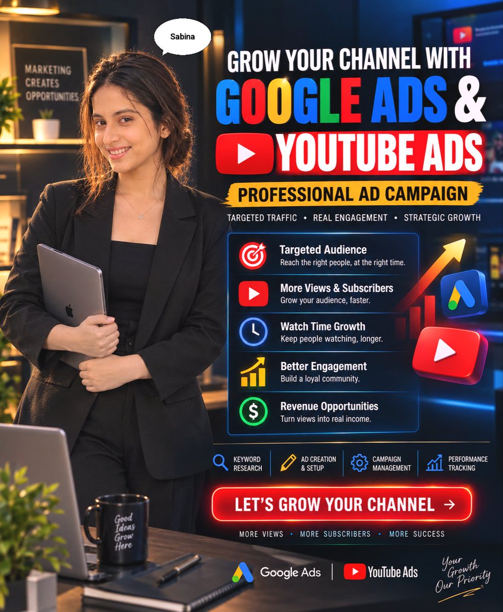 sabinapromo's tweet photo. 🚀 Grow your brand. Reach the right audience.
🎯 Targeted Ads • 
📈 Real Growth • 
💻 Digital Marketing

📩 Let’s grow together!

#DigitalMarketing #GoogleAds #YouTubeAds #OnlineGrowth https://t.co/2241GqvS78
