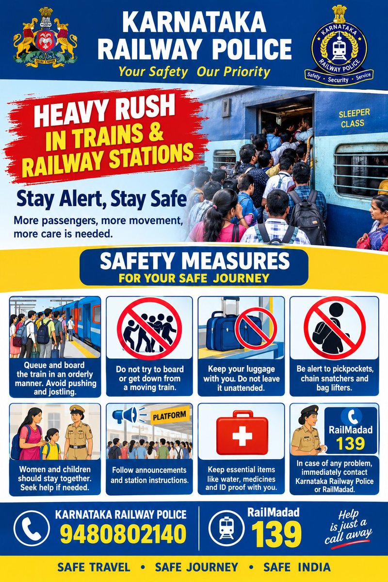 KARailwayPolice's tweet photo. @DgpKarnataka @KarnatakaCops @CPBlr @CPMysuru @CPBELAGAVI @rpfswr @rpfwr1 https://t.co/G93LdE6nQo