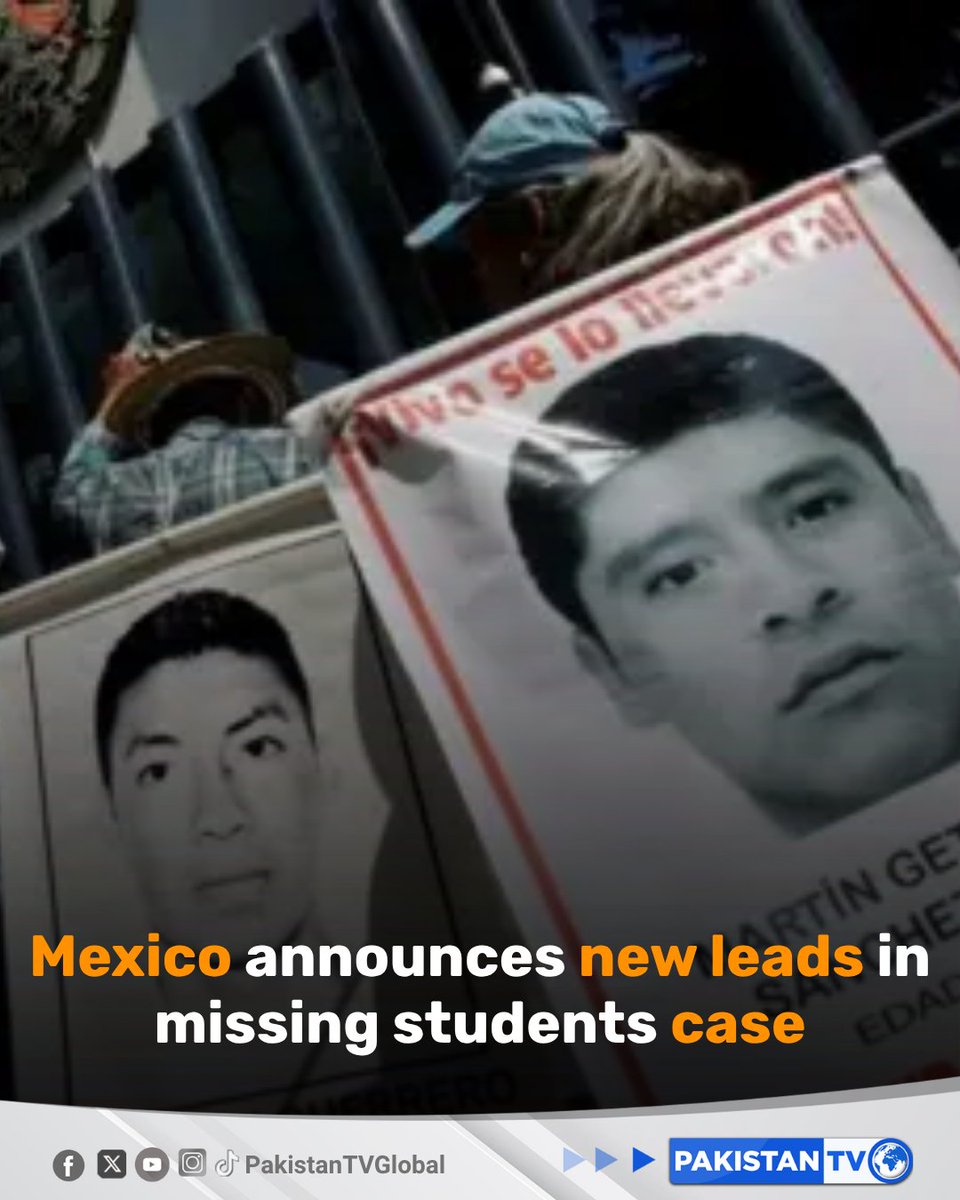 PakTVGlobal's tweet photo. Twelve years after the disappearance of dozens of Mexican students from a rural university, allegedly at the hands of drug traffickers and police, authorities said Monday that they had identified 17 new suspects.
#Mexico #MissingStudents #Ayotzinapa #Justice #PakistanTV https://t.co/0fH5BjMvRM