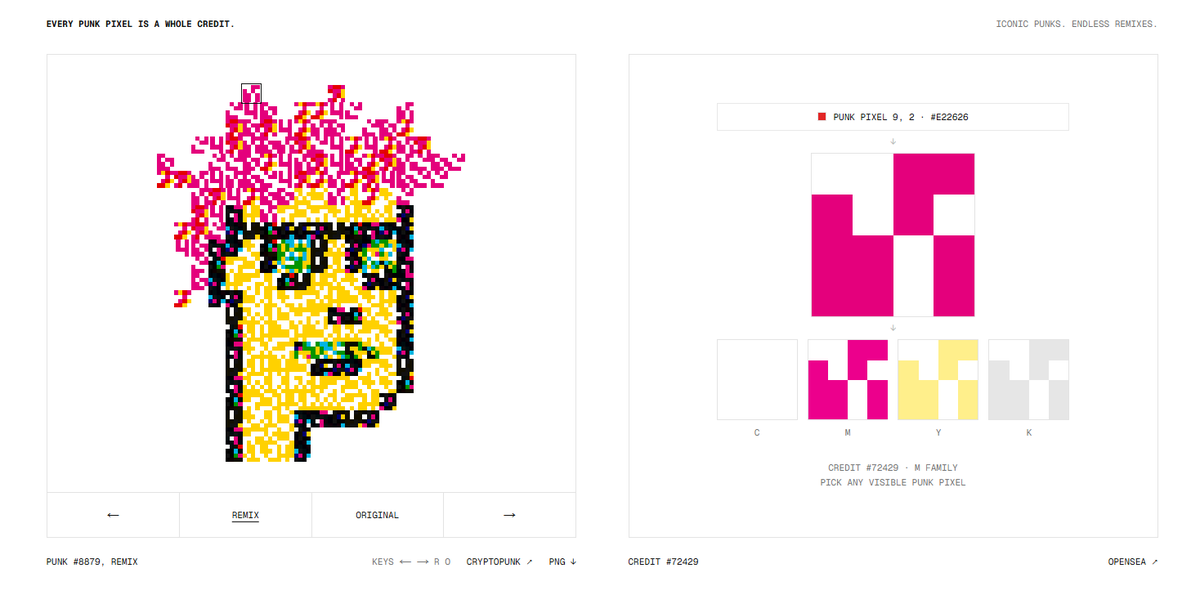 Internetanount's tweet photo. Punks x Credits https://t.co/8UwtaZf6sB is a collection of 4,444 works that reimagines the visual language of CryptoPunks through an entirely different structure. Instead of treating each pixel as a simple block of color, every pixel is rebuilt as a complete 48×48 Credit micro artwork.

Register for the Free Mint WL via the form: https://t.co/759byByJ0Q

The flat background of the original Punk is removed so the composition focuses entirely on its silhouette, expression, and defining traits. From a distance, the image still feels instantly familiar. Up close, that familiar form breaks apart into hundreds of individual Credit artworks, each carrying its own detail and identity.

The result sits somewhere between mosaic, remix, and generative composition. It is not traditional pixel art, because the pixels are no longer just pixels. Each one is a finished artwork, and together they reconstruct an icon that already belongs to crypto culture.

Punks x Credits turns one image into many, then brings them back together as one.