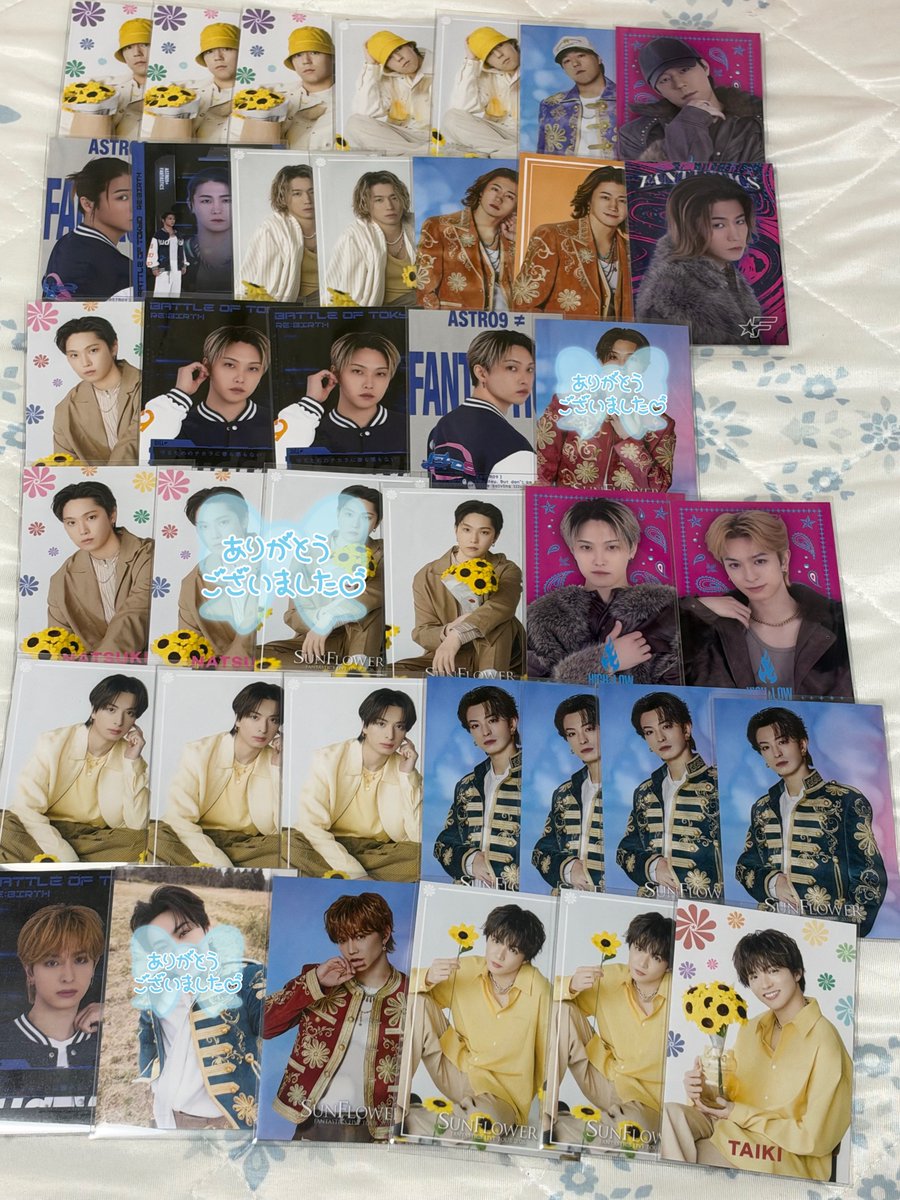WHH_iconz2's tweet photo. FANTASTICS SUNFLOWER BTTM祭 BOT アクスタ フォトカ 交換

【譲】世界 佐藤大樹 瀬口黎弥 堀夏喜 木村慧人 

【求】澤本夏輝 中島颯太

11/28EXPOにて交換できる方
異種も検討しております。シクレは同種同士。 https://t.co/xdeHjTcVA6