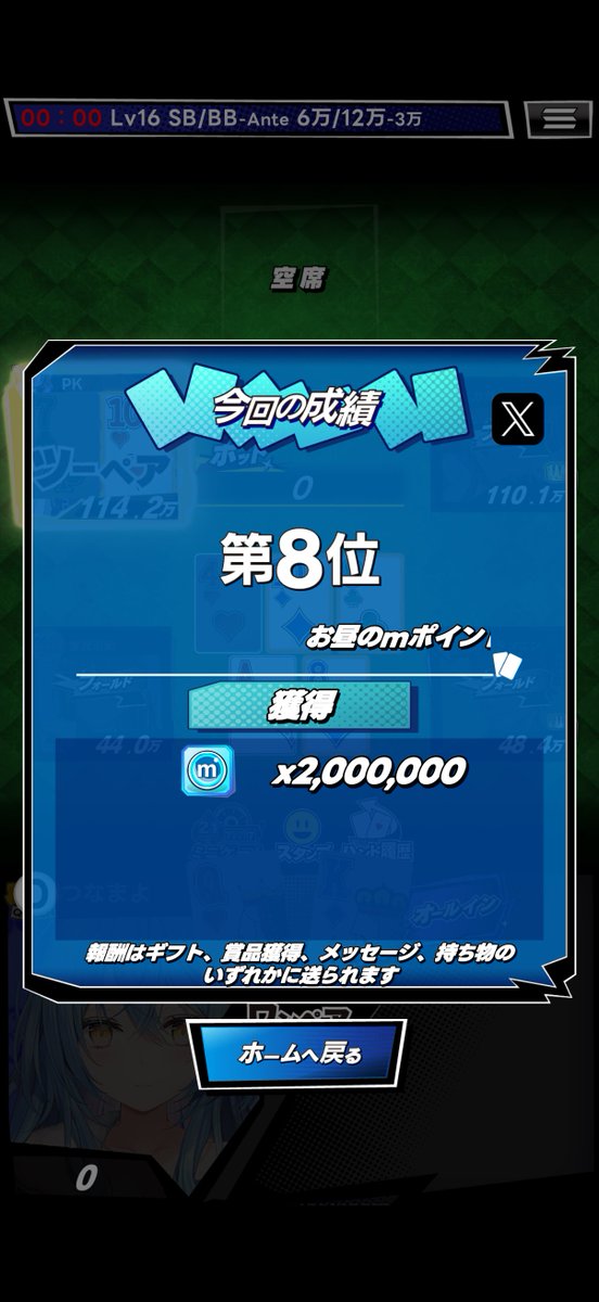 fxaquax1's tweet photo. ＼ｍHOLD'EMでトーナメントに参加／

お昼のmポイント争奪戦 ���イローラー
第8位

■ｍHOLD'EMはこちら！

きぃぃぃぃぃ！

https://t.co/B0h0iYWVwr
 #mHOLDEM #エムホールデム https://t.co/oK1eQWhqNU