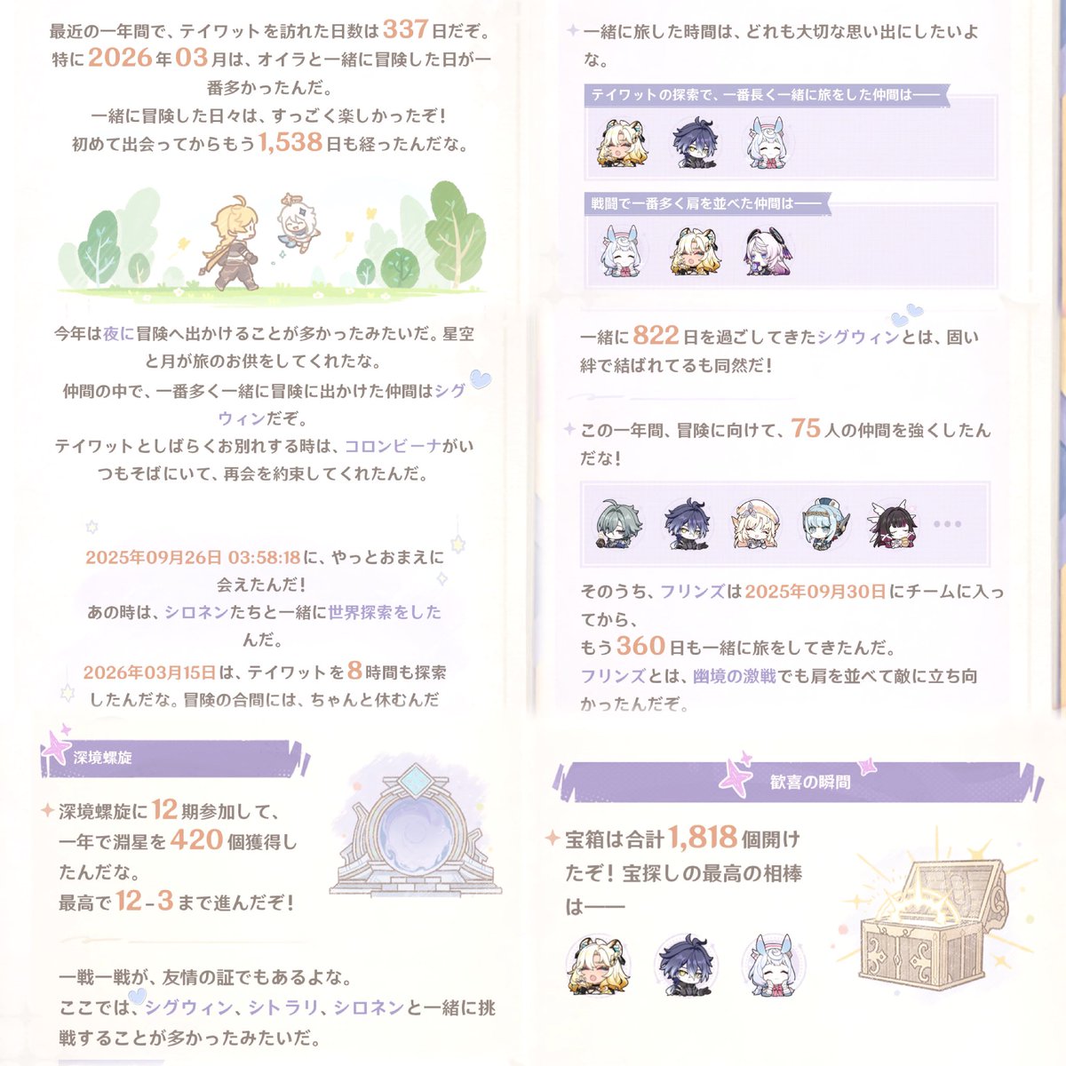 3O7cg's tweet photo. シグウィンちゃんいっぱい〜！！いつもありがとうなんだ ⊹⁺⸜(ᐡ⸝ɞ̴̶̷ ·̮ ɞ̴̶̷⸝ᐡ)⸝⁺⊹ 🩵🩷フリンズがまさかの1年たってないのに360日もいることになっててしかもナドクライに入ってからはPTにいなかったのにめっちゃわからん 数え方となってる 🤔 https://t.co/8jXwTfXWXm