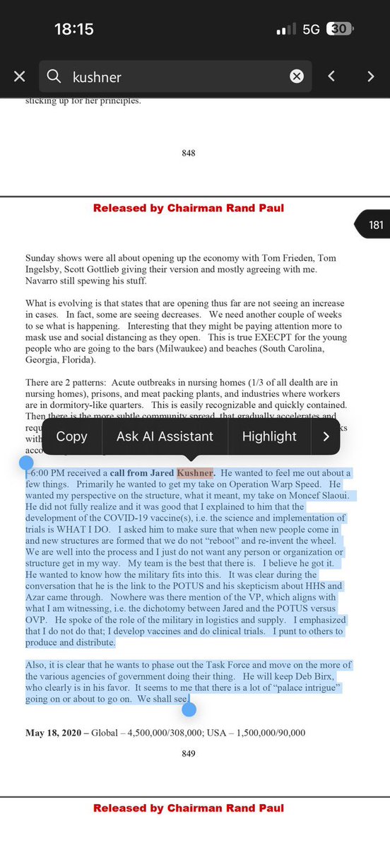 IvanRaiklin's tweet photo. According to Fauci in his own diary, Kushner was the Cofounder of Operation Warp Speed and according to @jaredkushnerown book, @netanyahu agent for many years. https://t.co/q5cqd9AIQ1