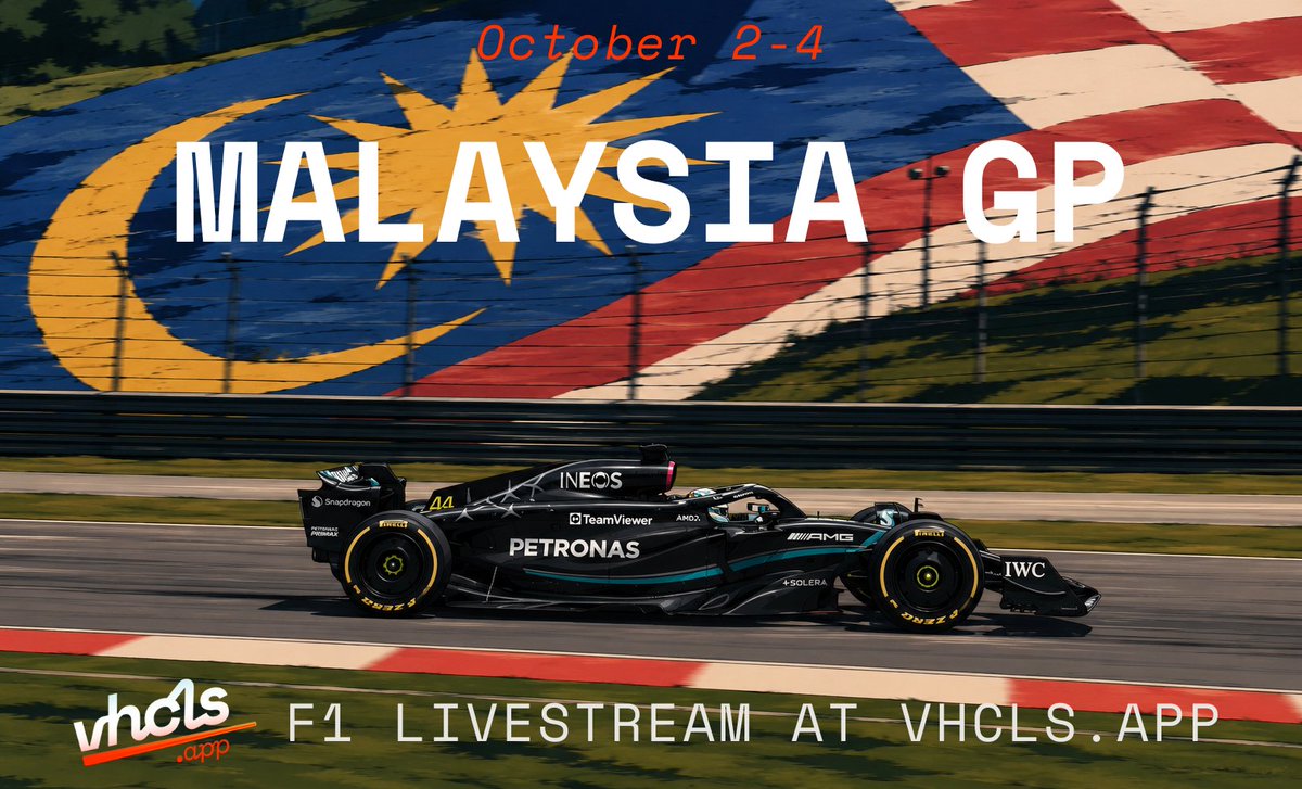 DRVNlabo's tweet photo. F1 is back at Sepang. 🇲🇾🏎️

It’s been a long time since we’ve seen F1 cars around this track, and we’re getting together for all three practice sessions.

Join the F1 Fan Club on the vhlcs app and hang with fellow fans during our watch party livestreams.

When:
🏁 FP1: Friday, Oct. 2 @ 12:30 AM EDT
🏁 FP2: Friday, Oct. 2 @ 4:00 AM EDT
🏁 FP3: Saturday, Oct. 3 @ 12:30 AM EDT

Join the club and RSVP below 👇