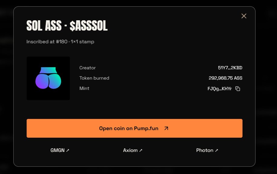 ass_stamp's tweet photo. NEW LAUNCH DETECTED 

SOL ASS · $ASSSOL

FJQgcZ88g14RjxYAbtGXyWdGWz2a8MRfzTcCRuyVKHYr https://t.co/7bnO8mZ3mh