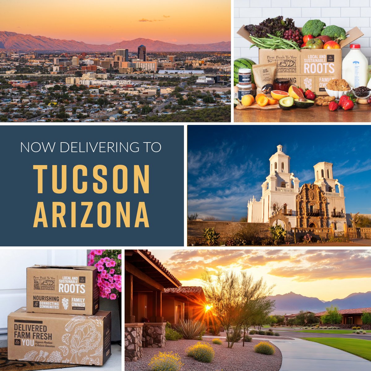 farmfreshtoyou's tweet photo. Welcome Tucson! Our first deliveries land Oct 15th. We’re excited to be working with like-minded producers and communities to bring organic produce &amp; natural grocery to our newest members. Have friends in the area? Share your RAF code with them! 
https://t.co/4OP5ZLUQLj https://t.co/V7IzqKf1BB