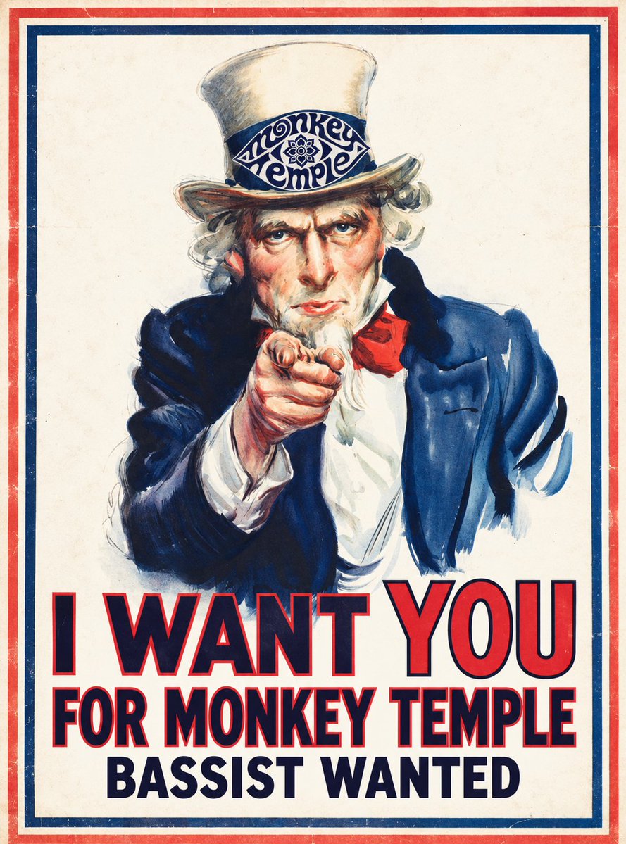 tmtemples1234's tweet photo. ベーシスト募集！！

monkey templeはブルース、ロック、サイケを軸に、新しい音楽づくりに挑戦しているバンドです。

サイケ、ロック、ブルース、即興やジャムが好きなベーシストを募集しています！

なるべく早くライブに参加できる方歓迎。
年齢は18歳〜30代前半くらい。
性別不問。

連絡してね！ https://t.co/KHNuR40pTk
