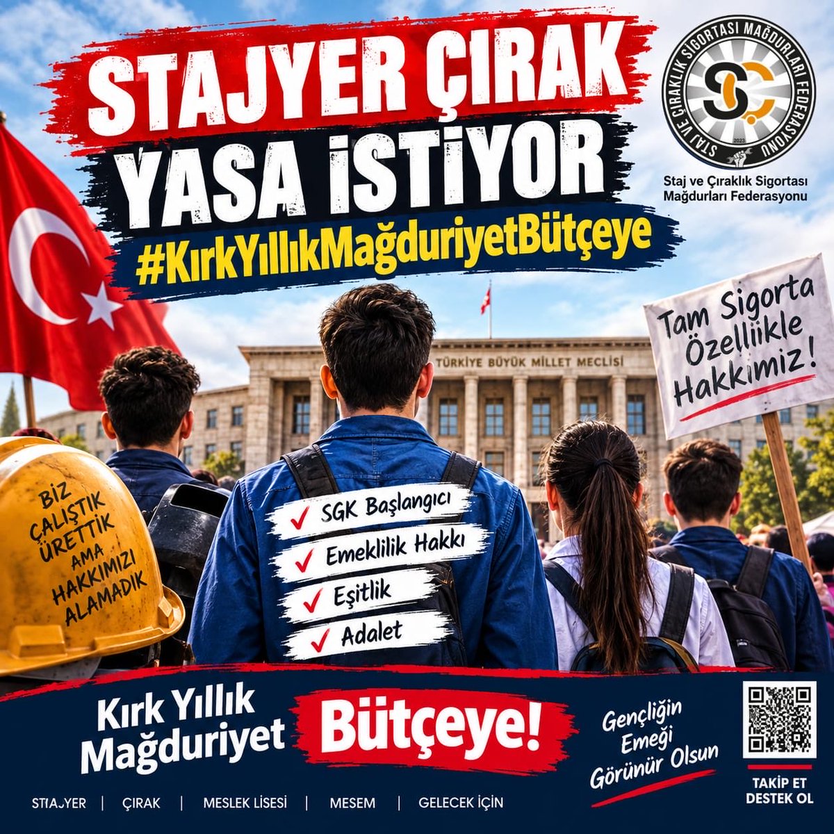 CirakStajFED's tweet photo. MİLLİ EĞİTİM BAKANLIĞI KOMİSYONU BAŞKANLIĞINA

Konu: MESEM Kapsamındaki Öğrencilerin Gelecek Güvencesi, Etkin Denetim Mekanizmaları ve Geçmiş Dönem Staj ve Çıraklık Sigortası Mağduriyetlerinin Çözümü Hakkında

@Yusuf__Tekin 
@CelileErenOKTEN 
@CihadDemirli 
@bllmct40 
@farukyelkenci 
@prof_mahmutozer 
@PrfDrFilizKilic 
@NazimMavis 
@Suat_Ozcagdas 
@serbazmustafa61
@ismetguneshan17 
@latifselvi42 
@kemalkarahanmv 
@ZehraNurAydemr 
@ilyastopsakal 
@saffetsancakli 
@profzuhaltopcu 
@Suat_Ozcagdas 
@senolsunat 
@UGUR__POYRAZ 
@ComezTurhan 
@naimozturrk 
@mustafaergen_ 

Staj ve Çıraklık Sigortası Mağdurları Federasyonu olarak; üretimin, emeğin ve mesleki eğitimin sahadaki durumunu en yakından takip eden kurumsal bir yapı sorumluluğuyla hareket etmekteyiz. 

Ülkemizin kalkınma hamlesinin ve sanayisinin temeli olan genç yeteneklerimizin korunması, hak ettikleri değeri görmesi ve yarınlarına güvenle bakabilmesi toplumsal bir zorunluluktur.

Bu doğrultuda, Bakanlığınız Komisyonu bünyesinde yürütülen çalışmalara katkı sunmak adına aşağıdaki temel hususları dikkate almanızı önemle arz ederiz:

Geçmiş Dönem Mağduriyetlerinin Bütüncül Çözümü: 

Yıllar önce staj ve çıraklık kapsamında fiilen çalışmış ancak sigorta başlangıçları emeklilik hesabında sayılmadığı için mağduriyet yaşayan vatandaşlarımızın hak hakkaniyet çerçevesinde teslim edilmelidir. 

Geçmişte yaşanan bu adaletsizliğin giderilmesi, hem toplumsal vicdanı rahatlatacak hem de mesleki e��itim sistemine olan güveni yeniden tesis edecektir.

MESEM Öğrencileri İçin Gelecek Güvencesi: MESEM bünyesinde eğitim alırken doğrudan üretim süreçlerine katılan çocuklarımızın geleceğe umutla bakabilmeleri, sosyal güvenlik haklarının eksiksiz teminat altına alınmasına bağlıdır. Eğitim döneminde yapılan çalışmaların uzun vadeli sigorta kollarını da kapsayacak şekilde düzenlenmesi, gençlerimizin yarın kaygısını ortadan kaldıracaktır.

Etkin ve Şeffaf Denetleme Mekanizması: Eğitim süreçlerinin niteliğini korumak, iş sağlığı ve güvenliği standartlarını en üst düzeyde tutmak adına sahada işleyen güçlü bir denetim mekanizması şarttır. 

Denetim kanallarının daha sıkı, düzenli ve şeffaf bir yapıda çalıştırılması; hem çocuklarımızın haklarını güvenceye alacak hem de uygulamanın istismar edilmesini önleyecektir.

Geçmişte hak kaybına uğramış staj ve çıraklık mağdurlarının adalet talebinin karşılanması ve geleceğimiz olan MESEM öğrencilerinin yarınlara güvenle bakabilmesi adına atılacak her adımı desteklediğimizi belirtir, Komisyonunuza çalışmalarında başarılar dileriz.

Saygılarımızla,
Staj ve Çıraklık Sigortası Mağdurları Federasyonu

Stajyer Çırak Yasa İstiyor
#KırkYıllıkMağduriyetBütçeye