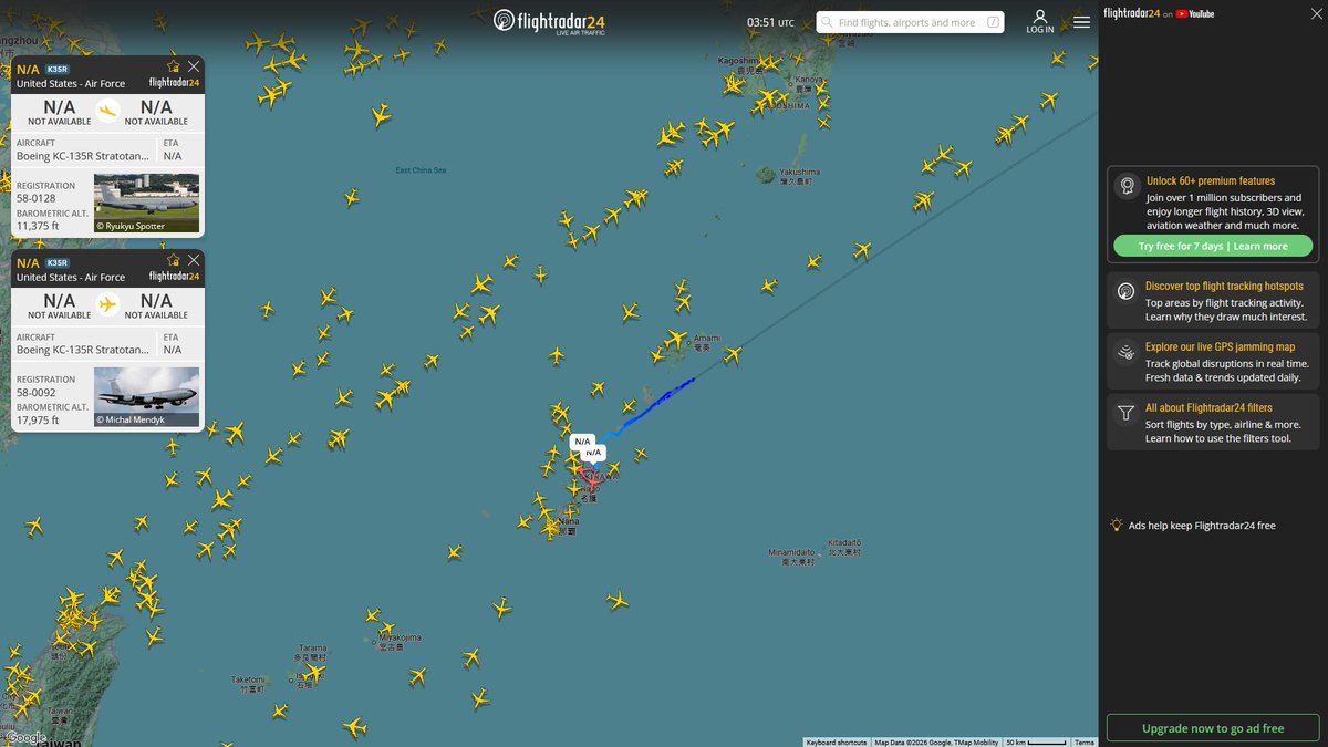 AIYeyENGDdJkjTr's tweet photo. Sept. 29, 2026
#Fairchild Air Force Base #Eielson Air Force Base #Misawa Air Base ==> #Okinawa Kadena Air Base
#NoCALLSIGN #AE025D USAF KC-135R Stratotanker
#NoCALLSIGN #AE0594 USAF KC-135R Stratotanker https://t.co/jKJmxQ6H7I