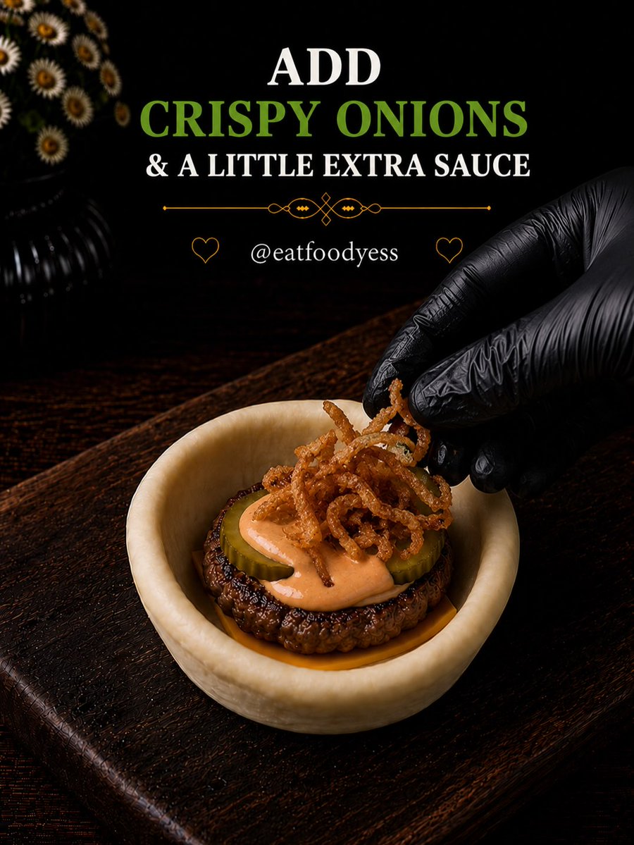 SundayVixkpze's tweet photo. Loaded Baked Cheeseburger Bombs

Soft, golden dough filled with seasoned beef, melted cheddar, burger sauce, pickles, and crispy onions. Seal into balls, brush with egg wash, sprinkle with sesame seeds, and bake at 190°C for 18–22 minutes. Rest 5 https://t.co/Au0nyR5KtU
