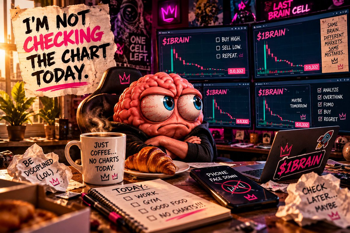 LastCellCoin's tweet photo. DAY 2. 🧠
I’m not checking the chart today.
I have self-control.
I have discipline.
I have absolutely no reason to check it.
…
Okay, maybe once.
$1BRAIN
ONE CELL LEFT. https://t.co/1Ivp0FT1vc