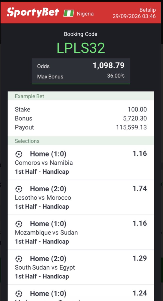 oddsgather's tweet photo. I saw a winning option💸💥

Lets try this ✅✅

Booking code 👉 LPLS32 https://t.co/XRQq7wEVw0
