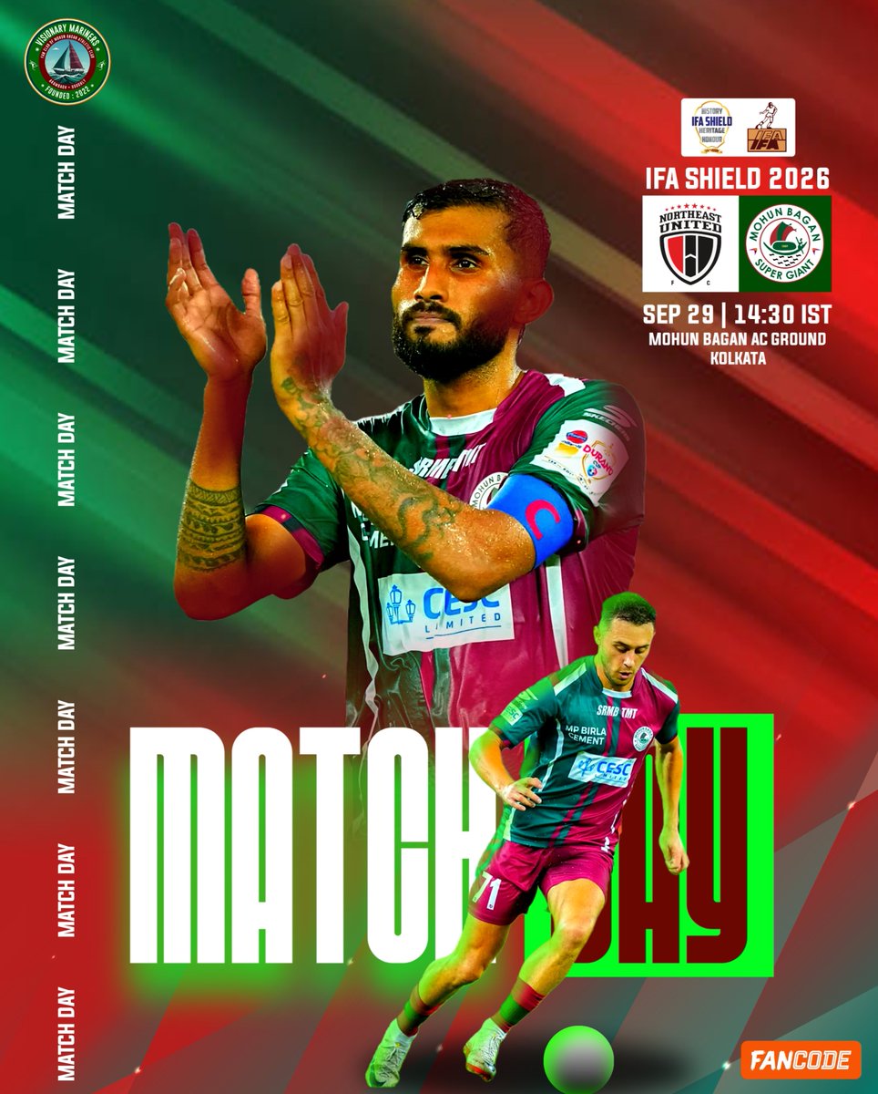 v_mariners's tweet photo. MATCHDAY!!!

Green and Maroon energy! Ready to dominate North-East United in the IFA Shield battle!!

Joy Mohun Bagan 💚 ❤️ 
.
.
.
#MohunBagan #আমরাসবুজমেরুন #mohunbagansg #visionarymariners #MBSG #IFAShield2026 https://t.co/NLL0RzSvDo