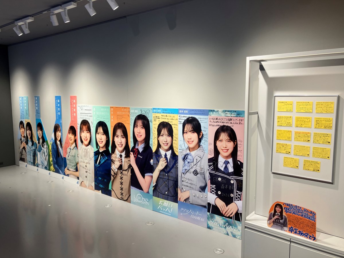 SHIBUYA_T_MUSIC's tweet photo. 【#森本茉莉🧡💙】
シブツタ地下2Fでは17枚目シングル『イチャイチャ虫』ををもって #日向坂46 を卒業するまりぃちゃんの卒業記念展示を開催中👩‍🎓🌸
歴代のソロパネルやコメントカードを全掲出🙌
店内には三期生パネルも展示していますよ👍
展示期間は10/5(月)まで🗓️ https://t.co/e2J4dYrDJS