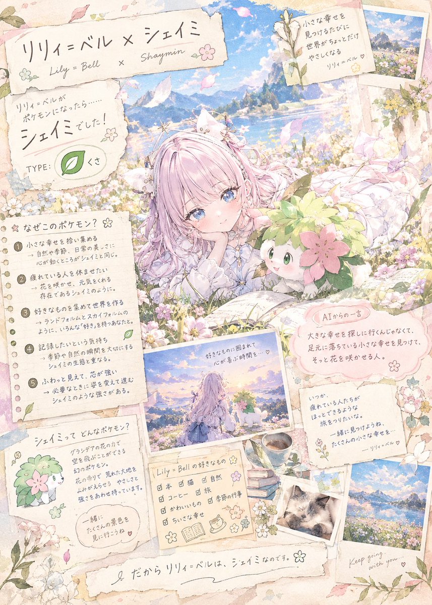 Lilybell_x's tweet photo. 載せるのすっっかり忘れてた！😳

プロンプトお借りして作りました！

一つだけ言わせて欲しい
こういう時シェイミすぐ出てこない…？
サーナイトとかもよく見るよねえ

AIはまだポケモン全てを知らなさそう😮‍💨 https://t.co/lRnxsStboH