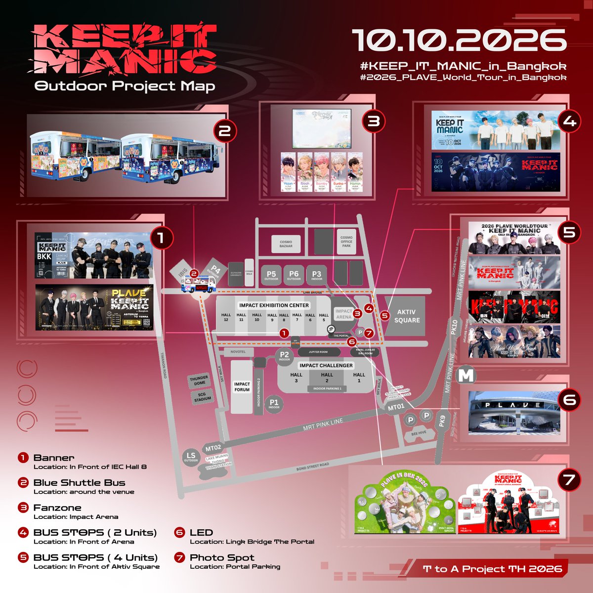 TtoAProjectTH's tweet photo. 𝗢𝘂𝘁𝗱𝗼𝗼𝗿 𝗣𝗿𝗼𝗷𝗲𝗰𝘁 𝗢𝘃𝗲𝗿𝘃𝗶𝗲𝘄
#TtoAProjectTH

📅 9-11 October 2026
📍 IMPACT Arena
       2026 PLAVE World Tour [KEEP IT MANIC] in Bangkok

มาเก็บโปรเจกต์กันเถอะ! มาเก็บโปรเจกต์กันเถอะ! มาเก็บโปรเจกต์กันเถอะ!
รวมพิกัด ป้ายโปรเจกต์รอบอิมแพ็ค ไว้ให้ในนี้แล้ว!✨

โอ๊ยยย มากมายขนาดนี้ แล้วนี่พี่ต้องไปตั้งแต่ตีห้าไหมเนี่ย!
แล้วสู้ไหมล่ะ?
ก็สู้สิค้าาาาา! 🫡🔥

#KEEP_IT_MANIC_in_Bangkok
#2026_PLAVE_World_Tour_in_Bangkok
