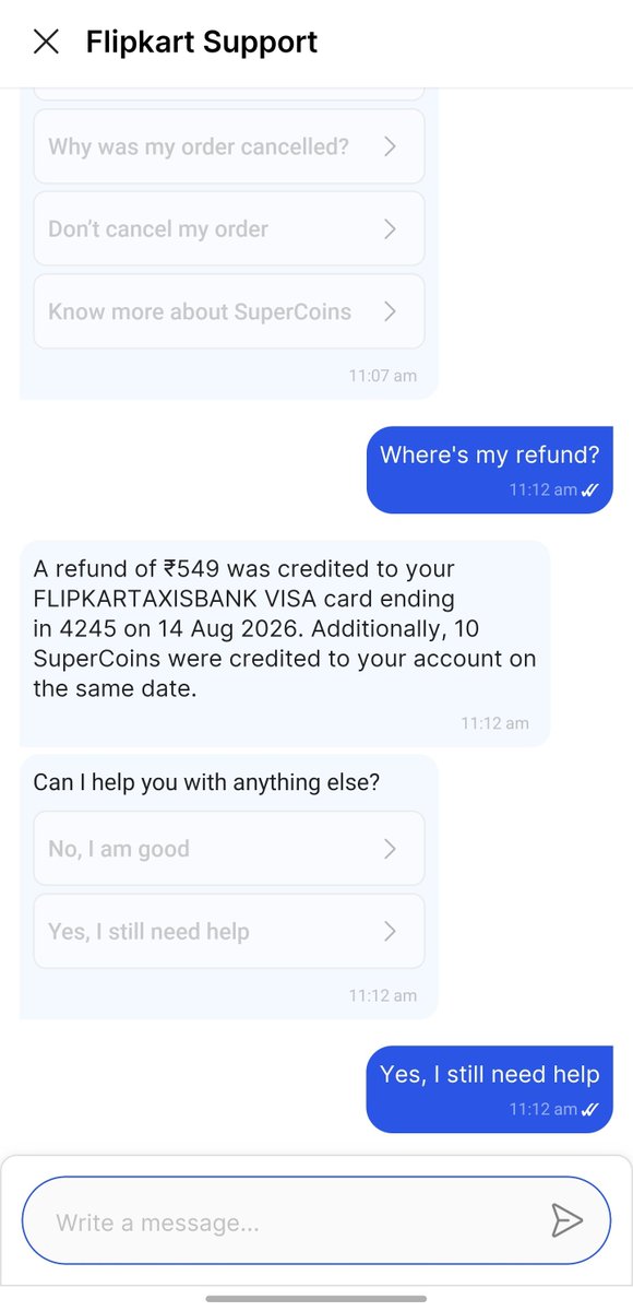 hc1605's tweet photo. Hello @Flipkart @flipkartsupport paid 558 but got 549 refund and 9 rupees taken as platform fee wasn't refunded. Why should I pay any amount as platform fee when you couldn't fulfill the order on time. Also your help section is of no use as it gives limited options https://t.co/ATOKEUcG9p